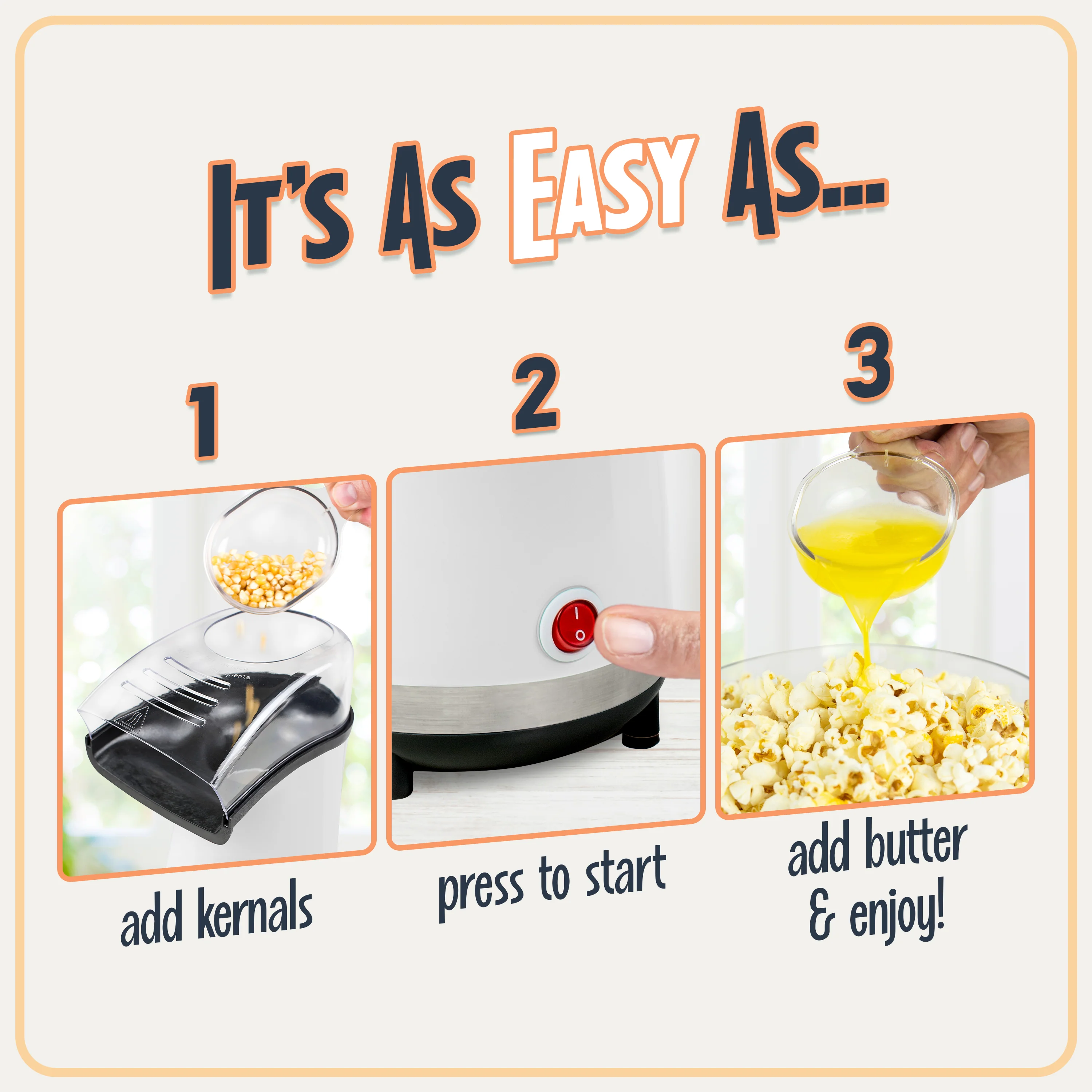 Air-Pop Popcorn Maker, White - Inhomebuy