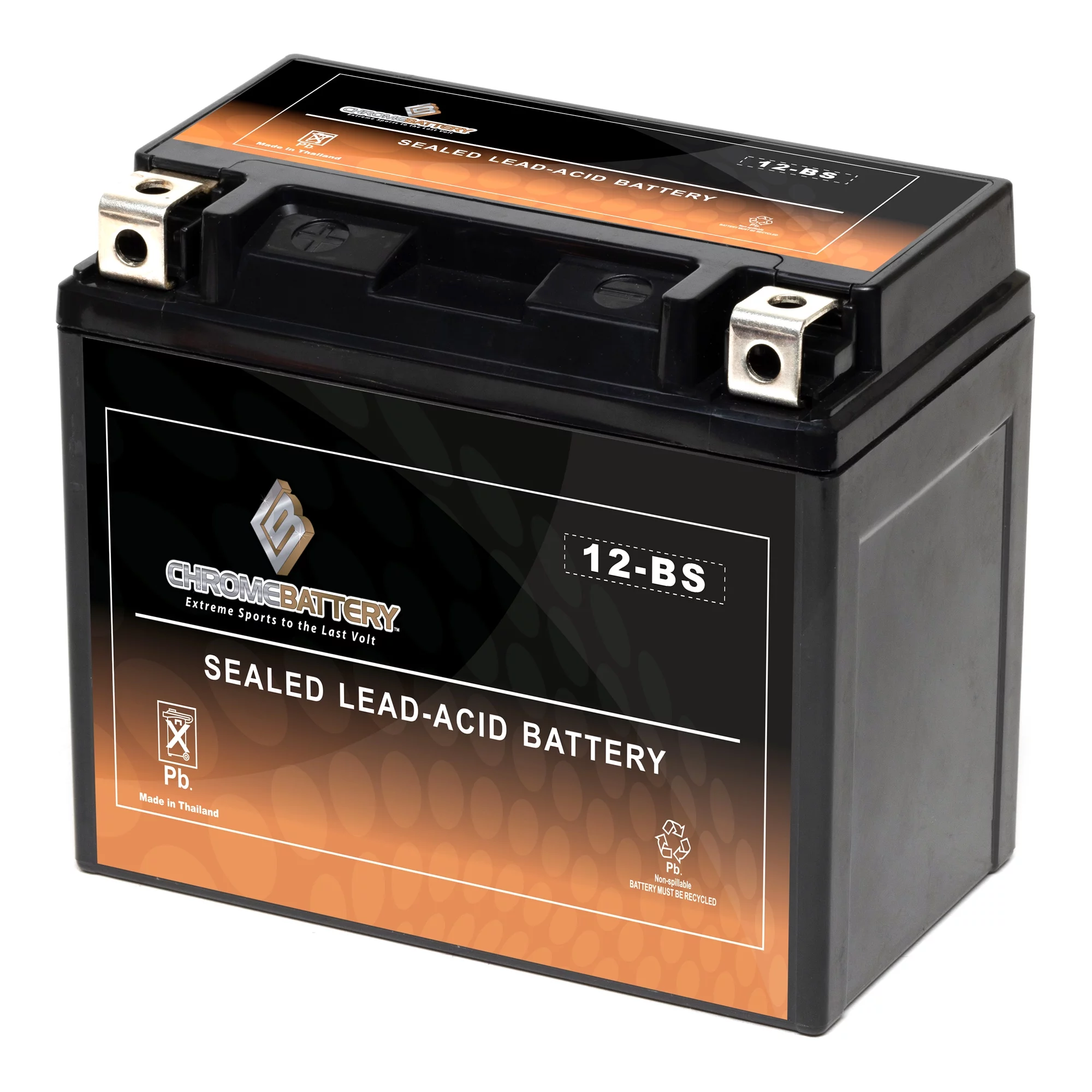 Chrome Pro Battery Ytx12-Bs Igel Power Sports Battery Replaces 12-Bs Etx12 Gtx12-Bs Cytx12-Bs Ctx12-Bs - Inhomebuy