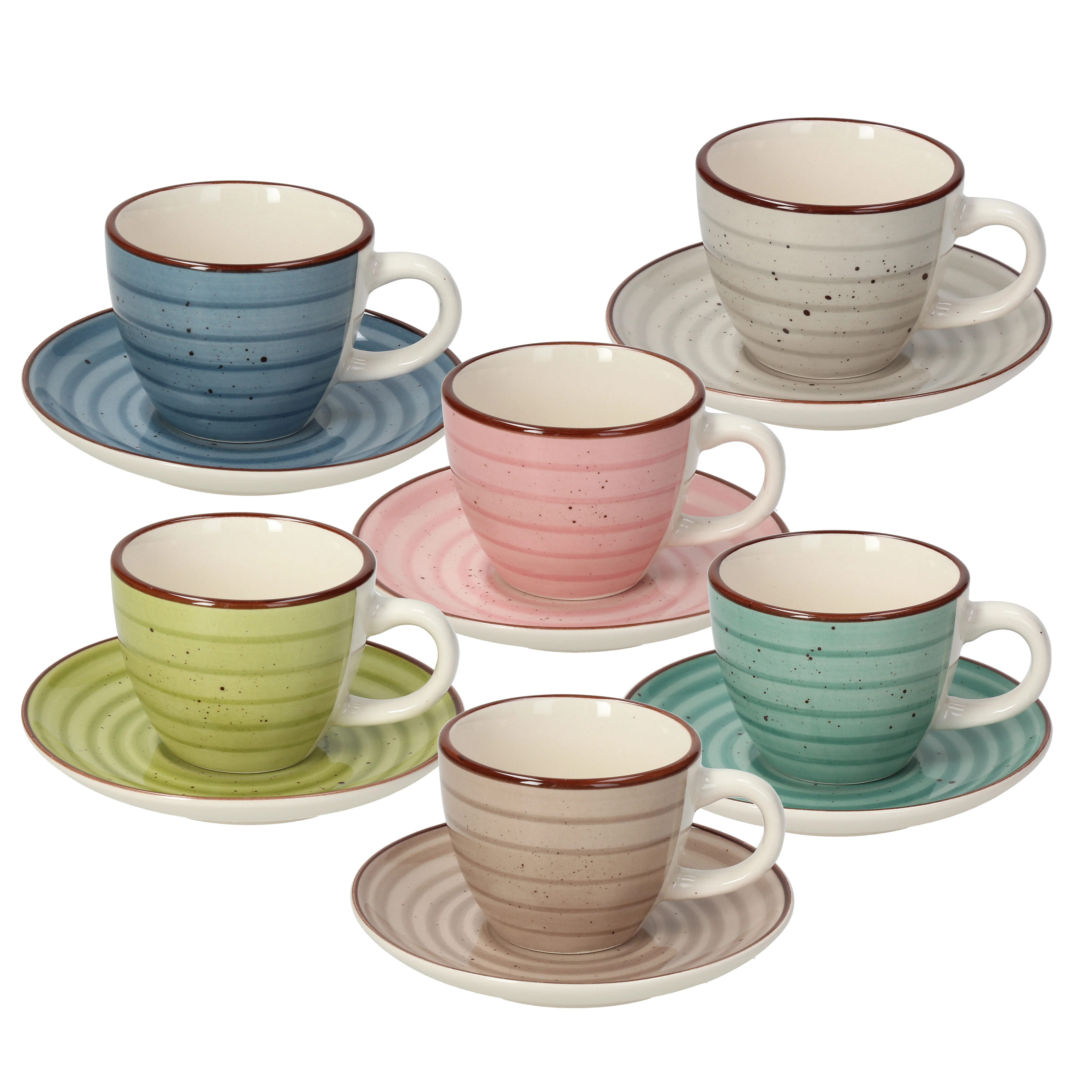 Louise Urban Pastel  Coffee Cup & Saucer set of 6pcs - Inhomebuy