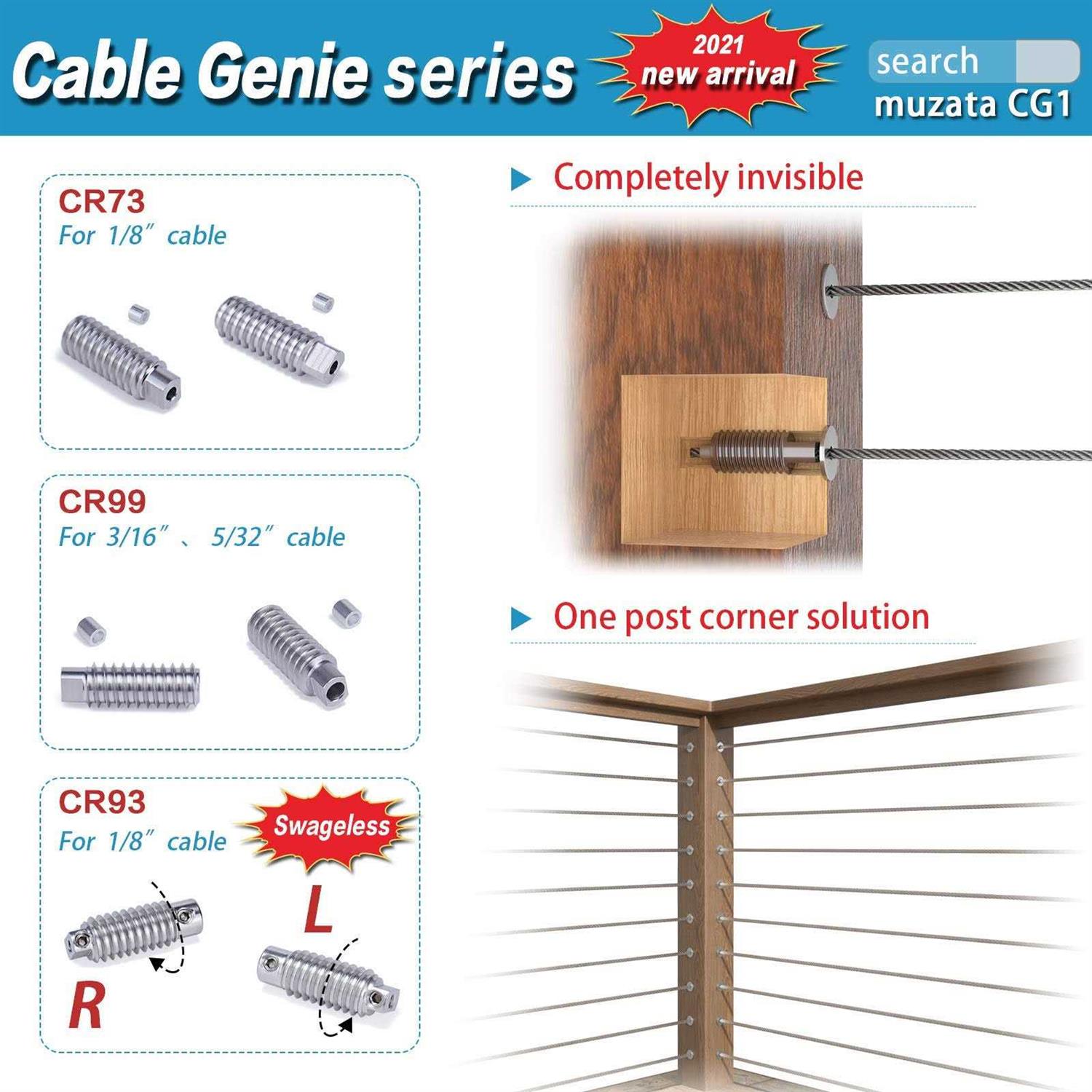 MUZATA 1/8 Black Wire Rope T316 Stainless Steel Marine Grade for Indoor Interior Cable Railing Aircraft Stair Deck Fencing 7×7 Strand DIY - Inhomebuy