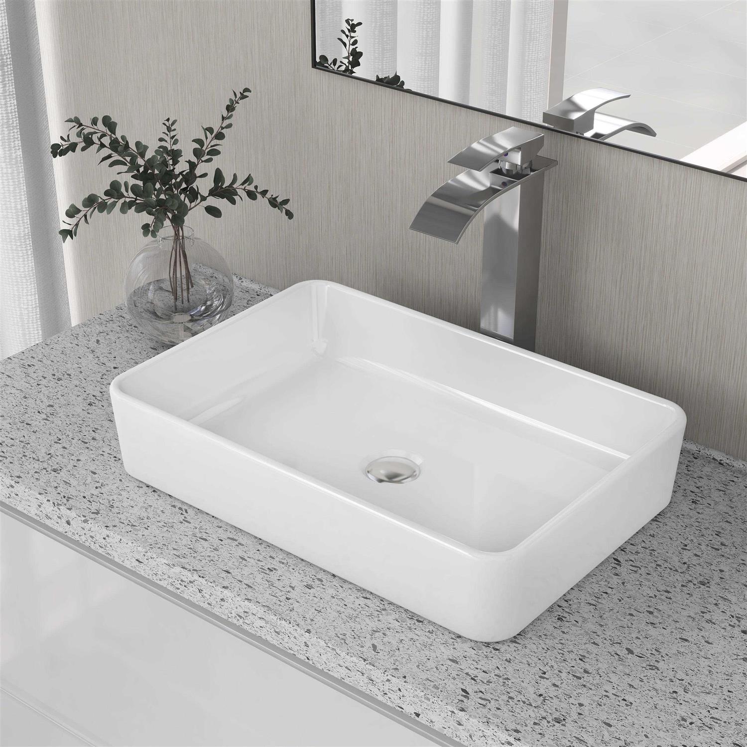 DeerValley DV-1V031 Ally 19 Ceramic Rectangular Bathroom Sink Vessel Sink Sink Finish - Inhomebuy