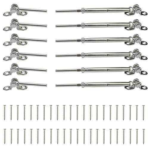 Muzata Cable Railing Kit 1/8 Swage Toggle Turnbuckle Hardware T316 Stainless Steel For Wood Post Woodeasy System Angle 180° Adjustable - Inhomebuy