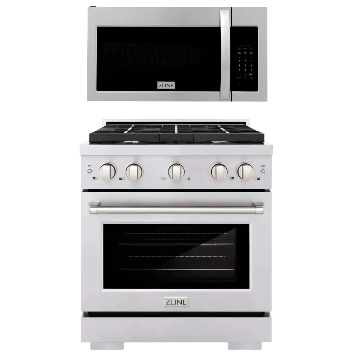 ZLINE Appliance Package - 30 Inch Gas Range and Over-the-Range Microwave, 2KP-SGROTR30 - Inhomebuy