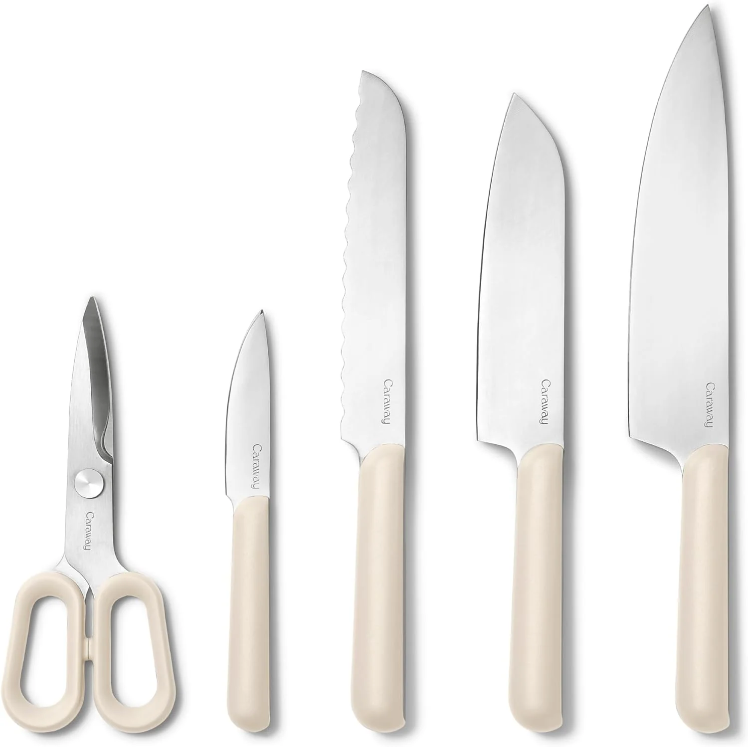 Caraway German Stainless Steel Knife Set in Cream - Inhomebuy