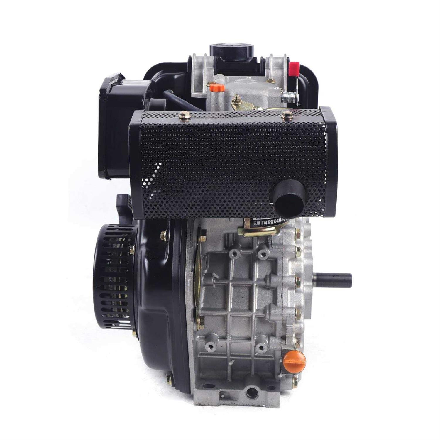 Diesel Engine 2.2KW 196CC 3HP 4 Stroke Single-Cylinder Air-Cooled Diesel Engine Manual Recoil Start Engine Orange+Black - Inhomebuy