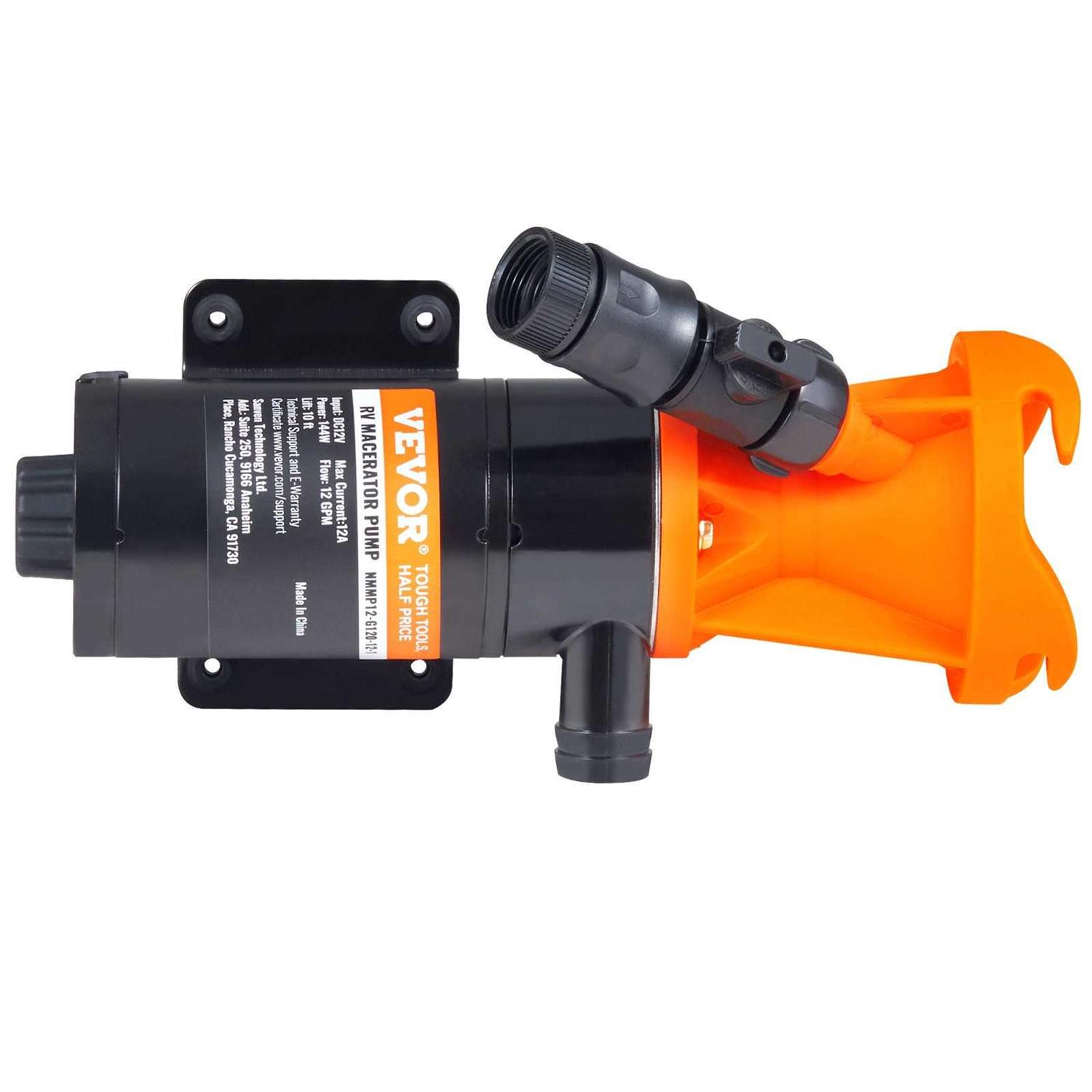 VEVOR RV Macerator Pump 12V 12GPM Self-priming Water Waste Pumps w/RV Connector & Hose FCJZBZLD12GPM9UO0V9 - Inhomebuy