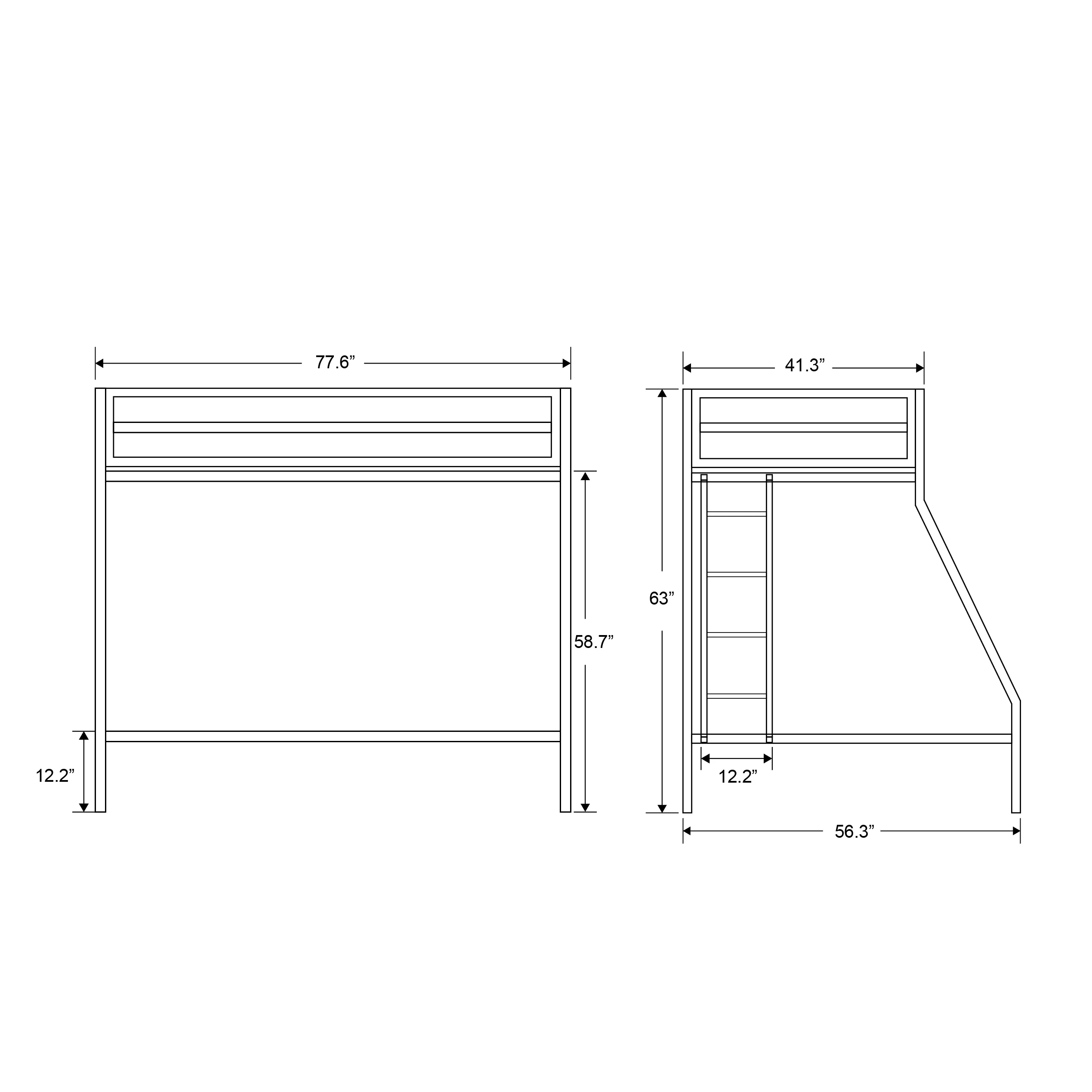Amolife Twin Over Full Metal Bunk Bed with Removable Stairs, Fullength Guardrail, Black - Inhomebuy