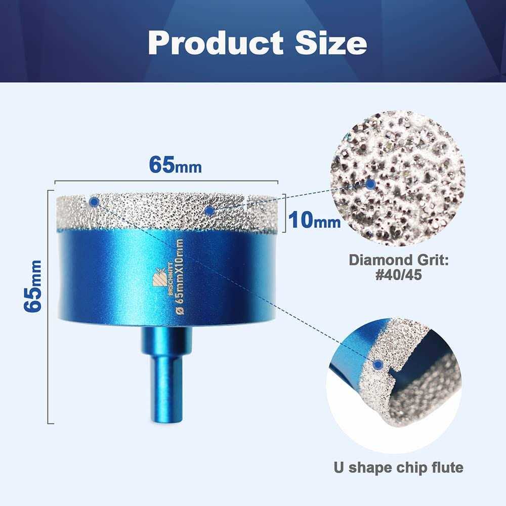 Dry Diamond Core Drill Bit Set,BRSCHNITT 2 Diamond Hole Saw Core Drill Bit with Triangle Shank for Porcelain Tile Ceramic Stone - Inhomebuy