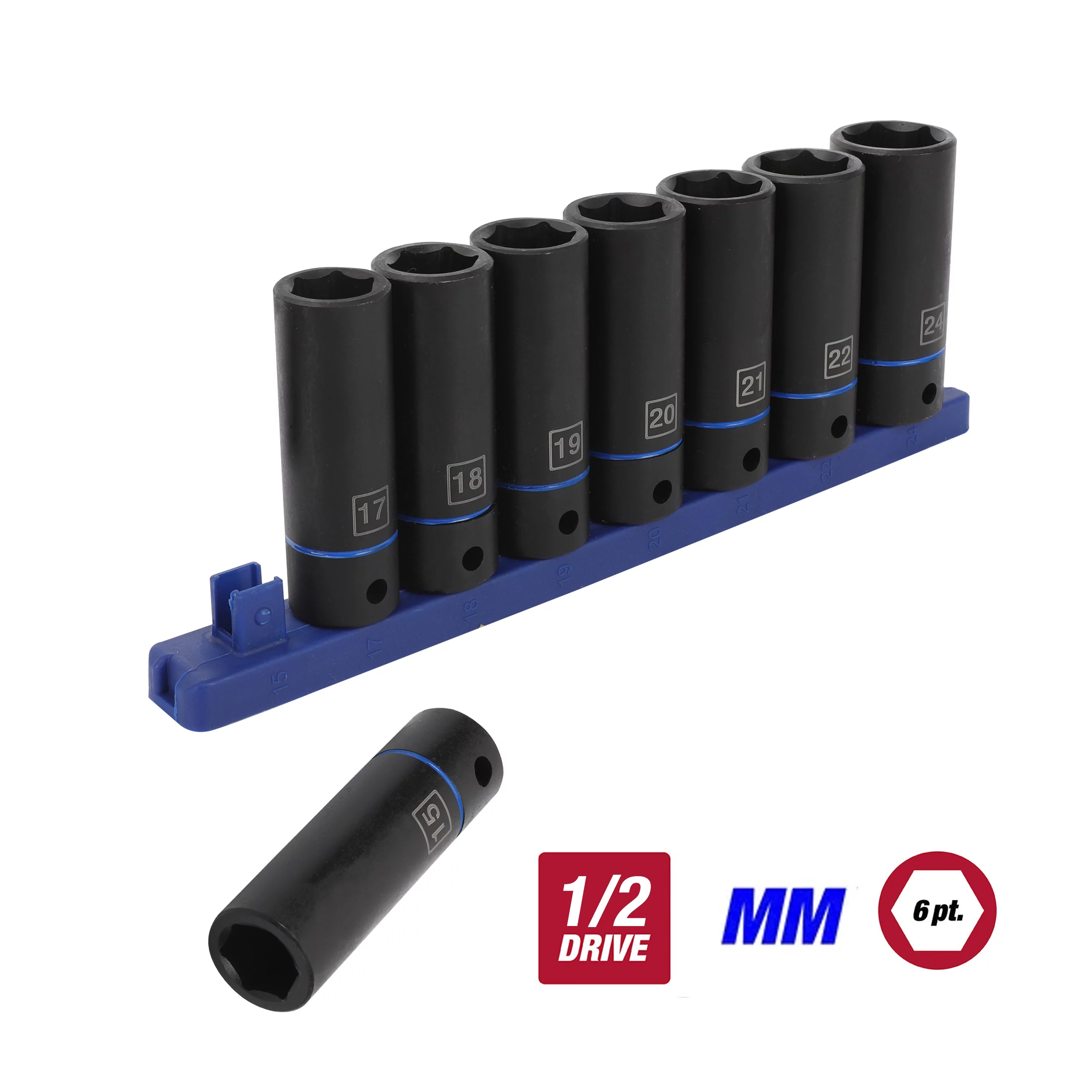 Hyper Tough 9-Piece 1/2 inch Deep and Standard Drive Impact Socket Set Bundle - Inhomebuy