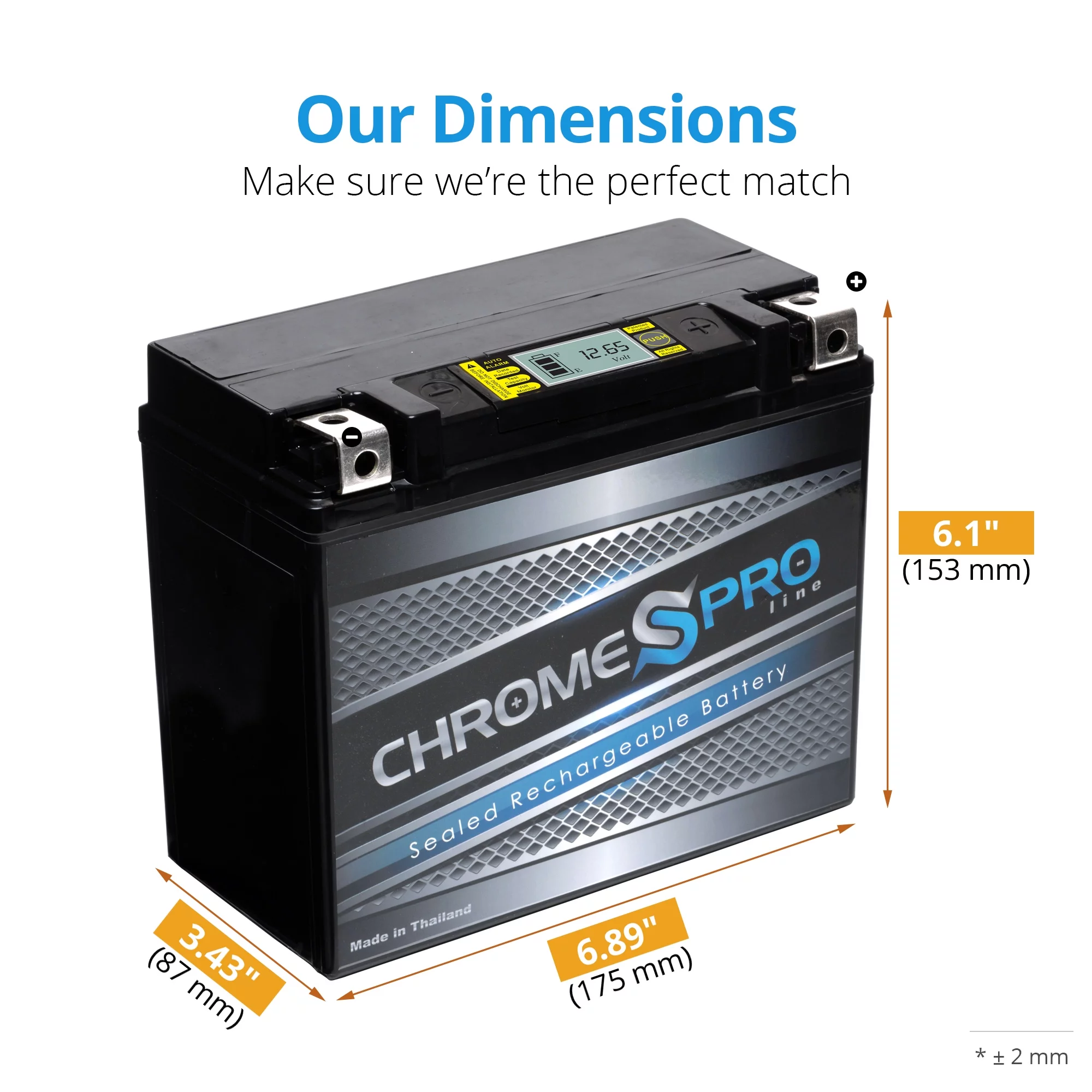 Chrome Pro Battery Ytx20hl-bs (20hl-bs 12 Volts,18 Ah, 310 Cca) High Performance - Maintenance Free - Sealed AGM Motorcycle iGel Battery - Inhomebuy