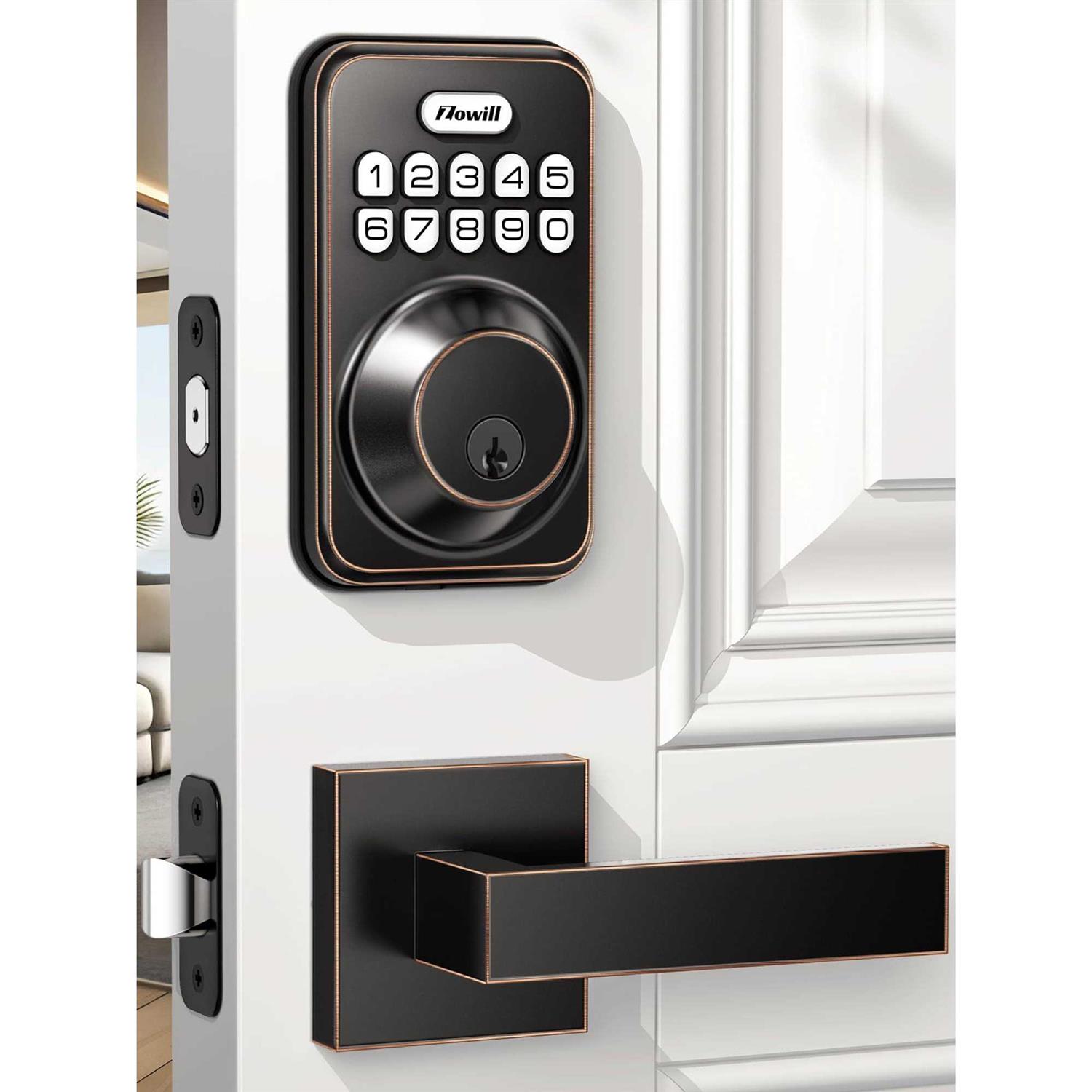 Zowill Keyless Entry Door Lock with 2 Handles Electronic Keypad Deadbolt - Inhomebuy