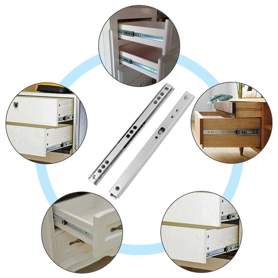 yoohey Metal Drawer Slides Ball Bearing Two Way Slide Track Rail 0.7 inch Wide - Inhomebuy