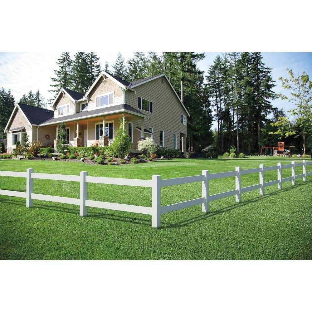 Outdoor Essentials 5 in. x 5 in. x 5 ft. Tan Vinyl Ranch 2-Rail Fence Post - Inhomebuy