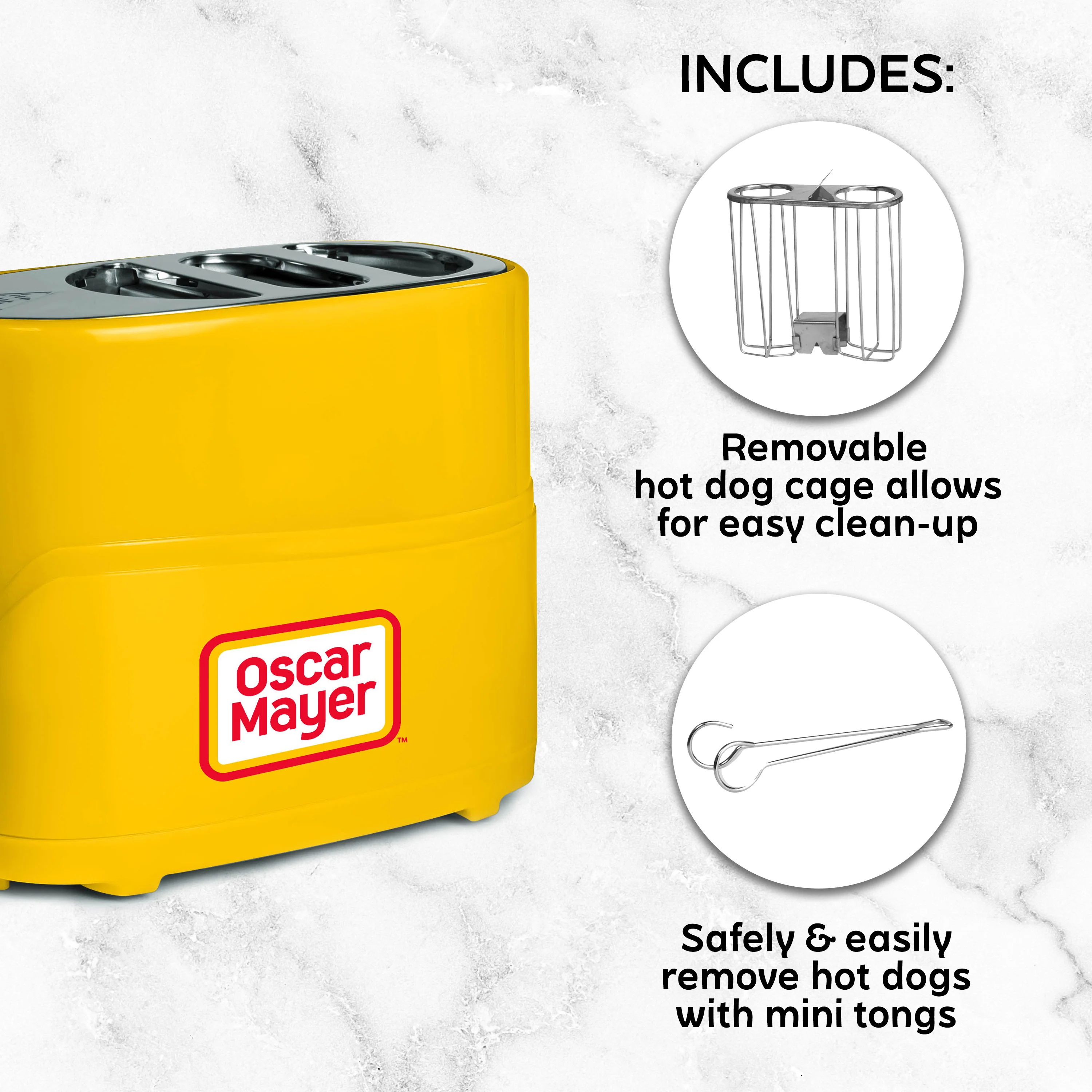 Oscar Mayer 2 Slot Hot Dog and Bun Toaster with Mini Tongs - Inhomebuy