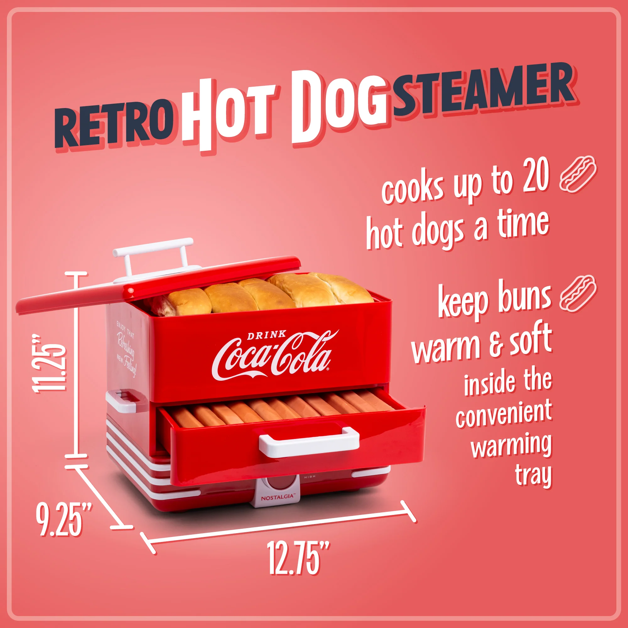 Coca-Cola® Large Hot Dog Steamer - Inhomebuy