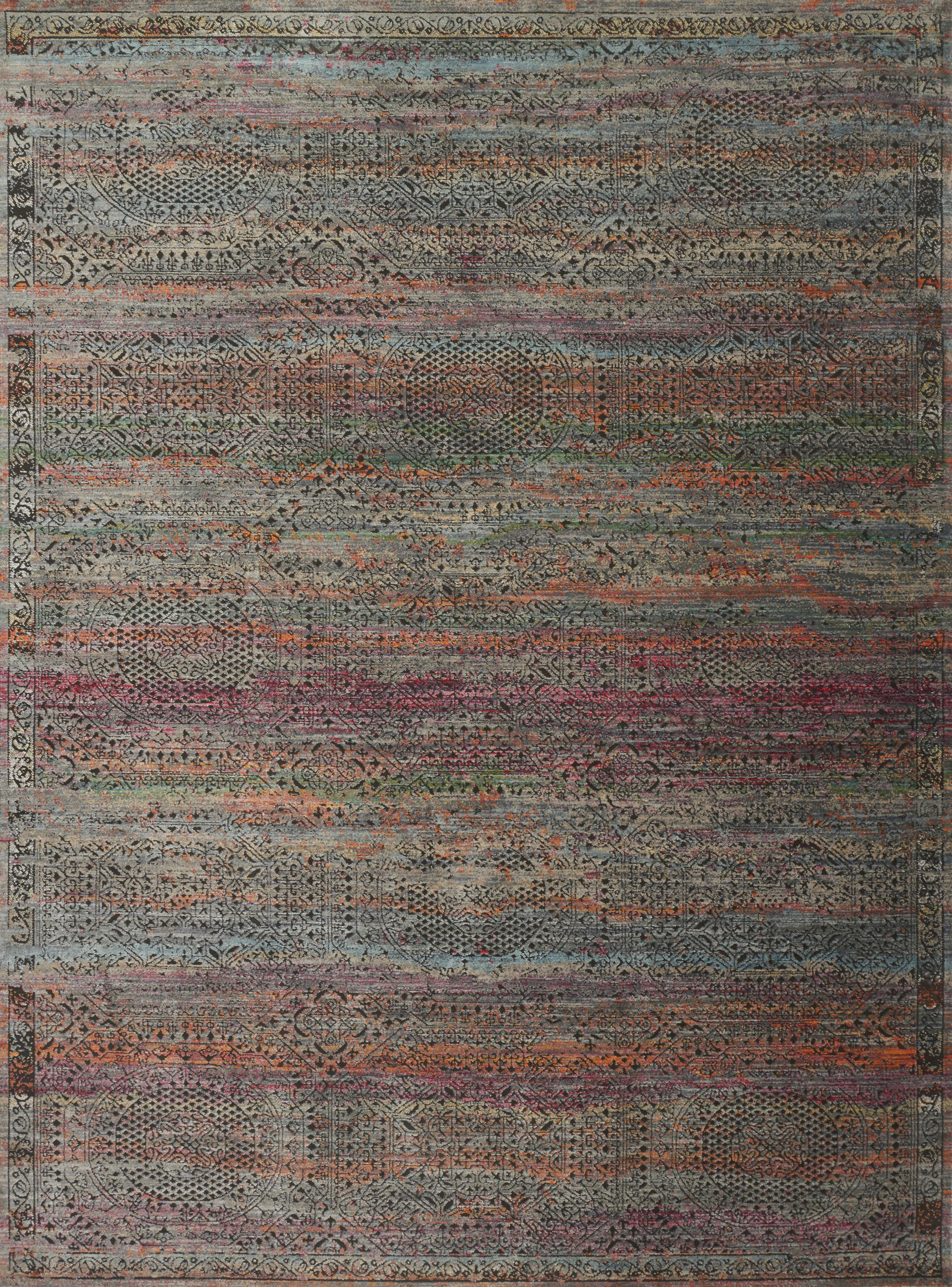 Loloi Rugs Javari Collection Rug in Charcoal, Sunset - 6'7