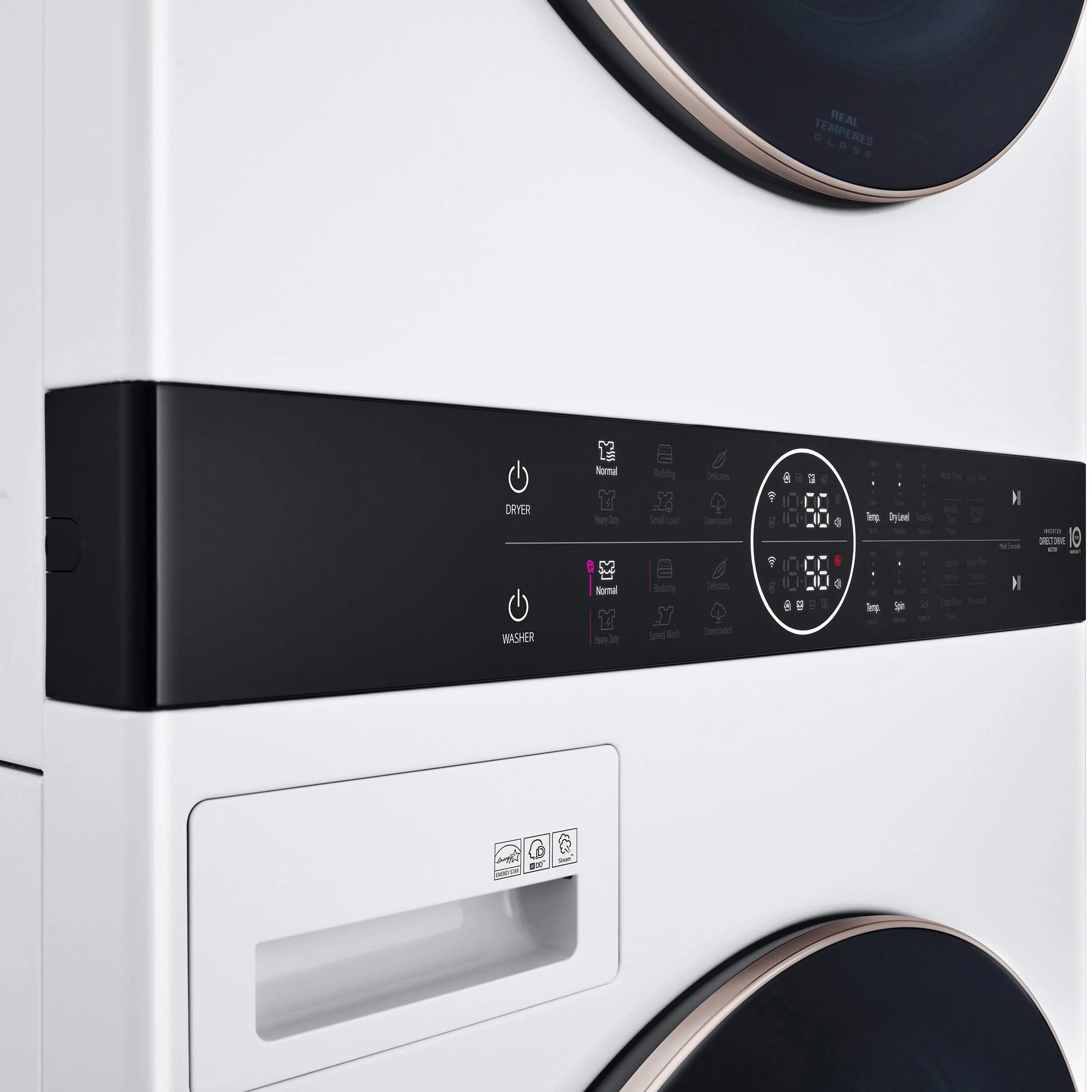 LG WHITE SINGLE UNIT FRONT LOAD WASHTOWER 5.2 CU. FT. WASHER, 7.4 CU. FT. ELECTRIC DRYER - WKE100HWA - Inhomebuy