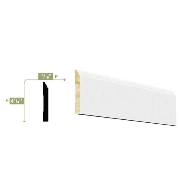 WM620 4 1/4H x 1/2P x 96L Baseboard Moulding - Inhomebuy