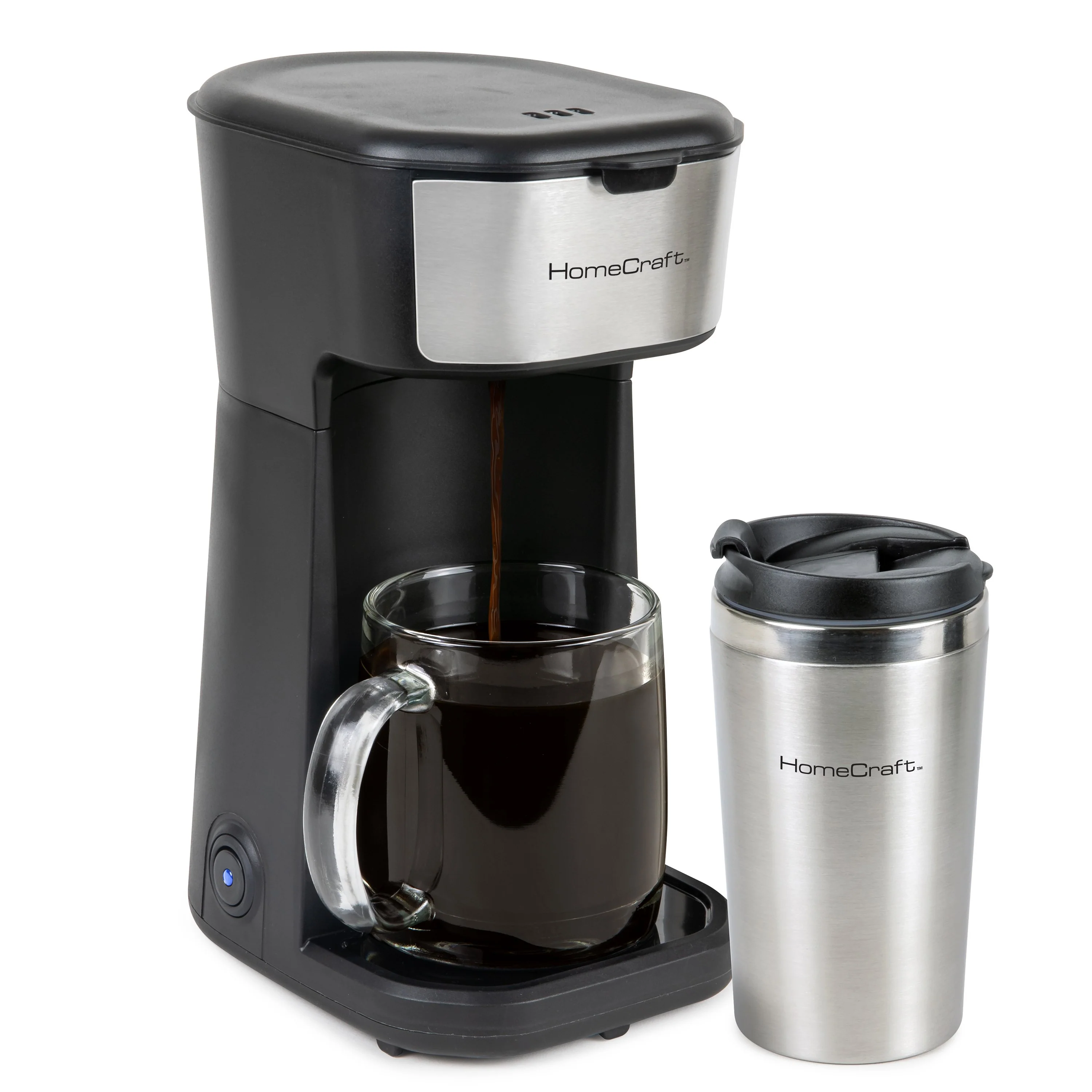 HomeCraft Single Serve Coffee Maker With Travel Mug - Inhomebuy