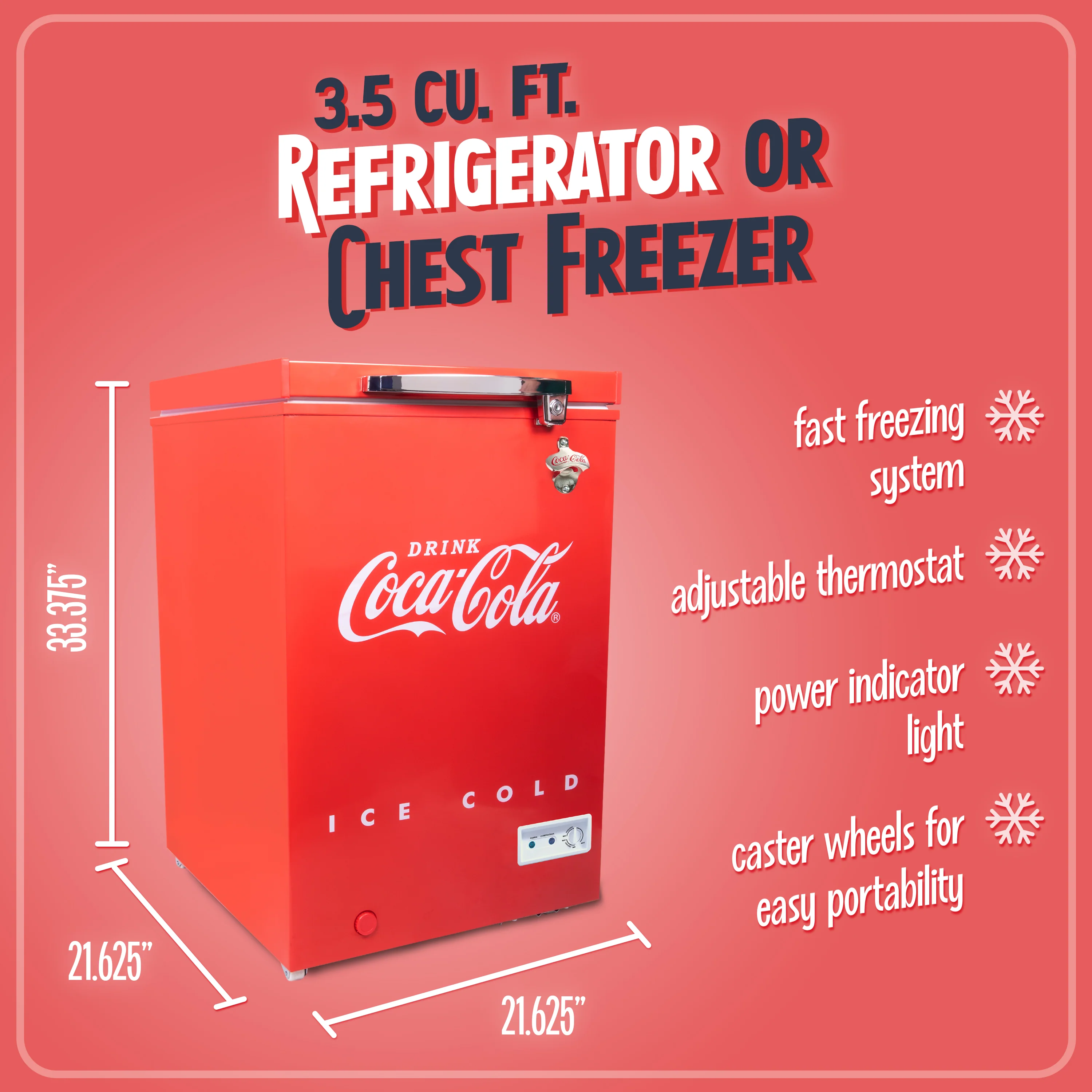 Coca-Cola 3.5 Cu.Ft. Refrigerator & Chest Freezer, Red - Inhomebuy