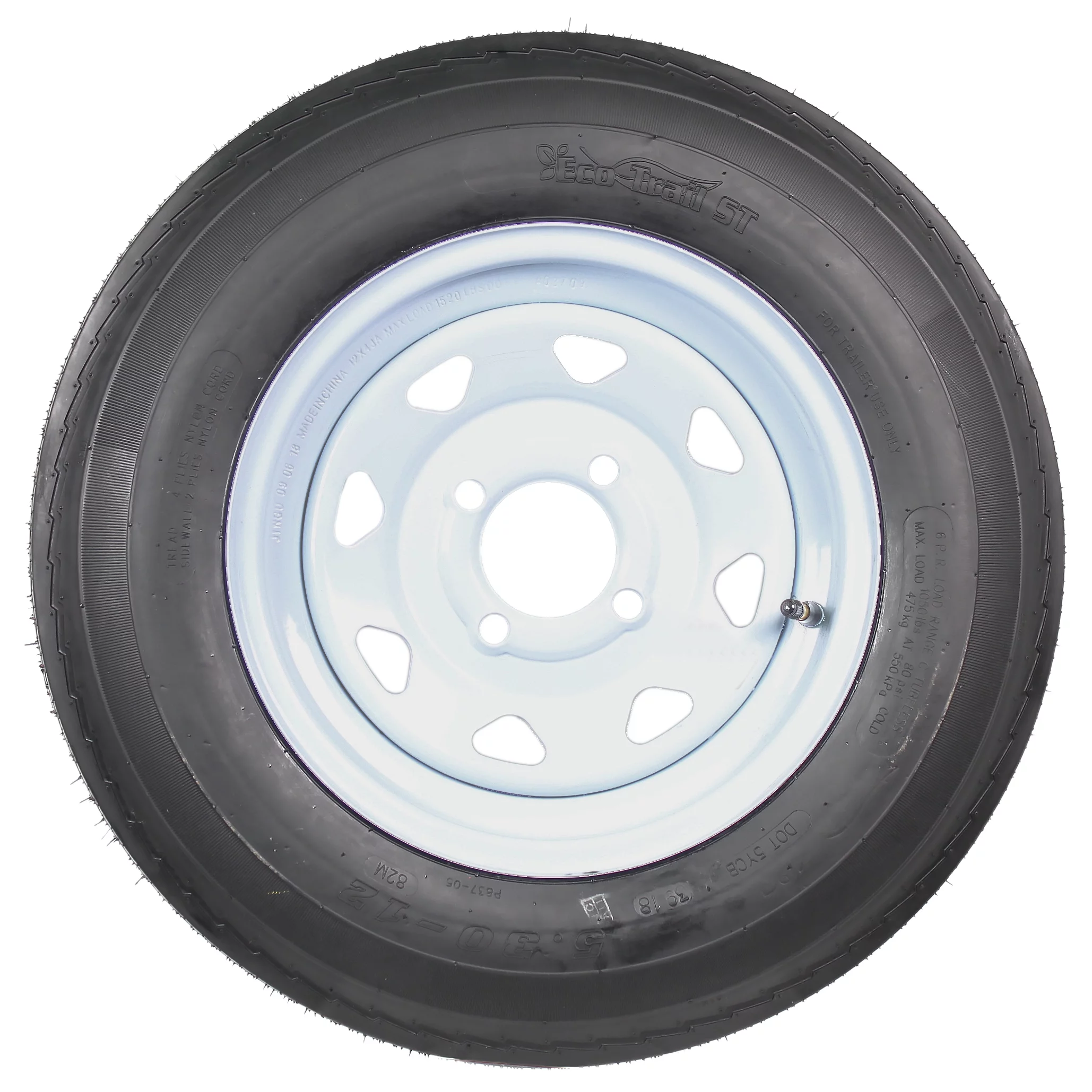 2-Pack Trailer Tires On White Wheel Rims 530-12 5.30-12 5.30 x 12 Load C 4 Lug - Inhomebuy