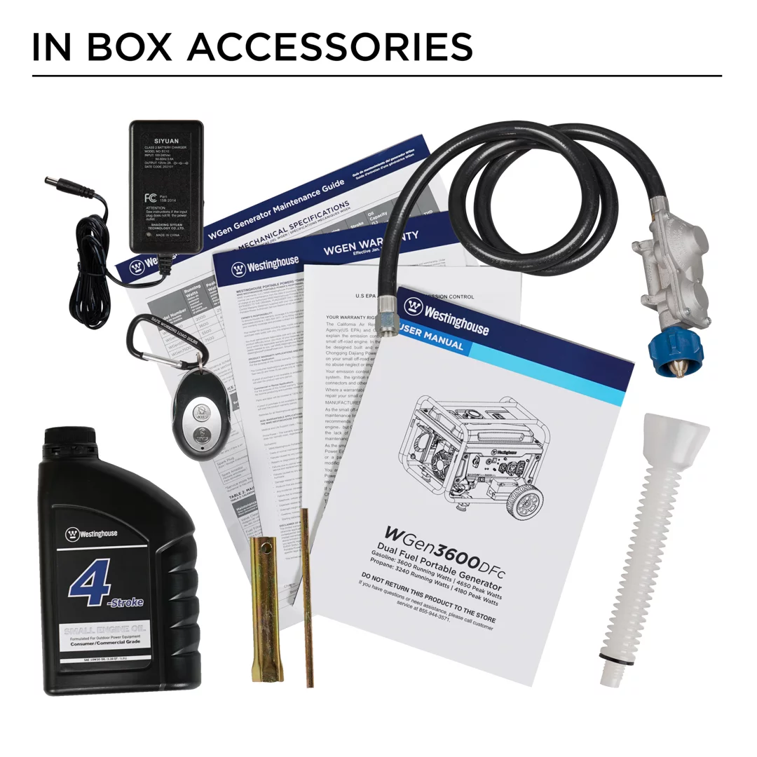 Westinghouse 4650 Peak Watt Dual Fuel Portable Generator, Remote Electric Start, RV Ready Outlet, CO Sensor - Inhomebuy