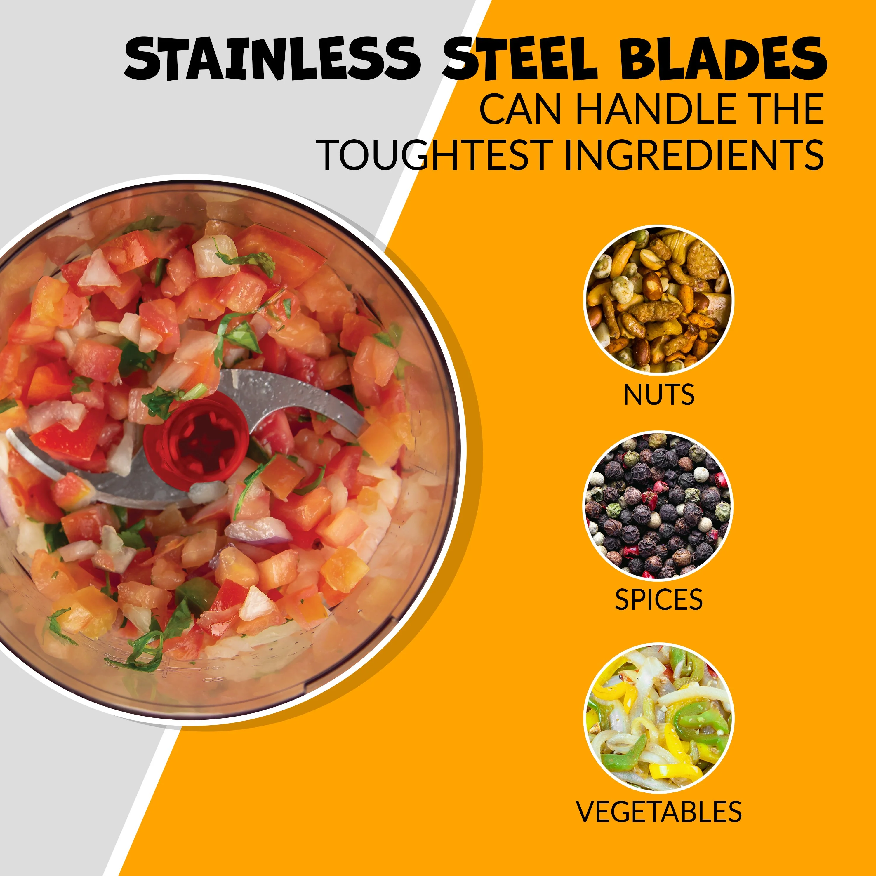 Taco Tuesday 2-Speed Salsa & Guacamole Chopper, 2 Cup Capacity - Inhomebuy