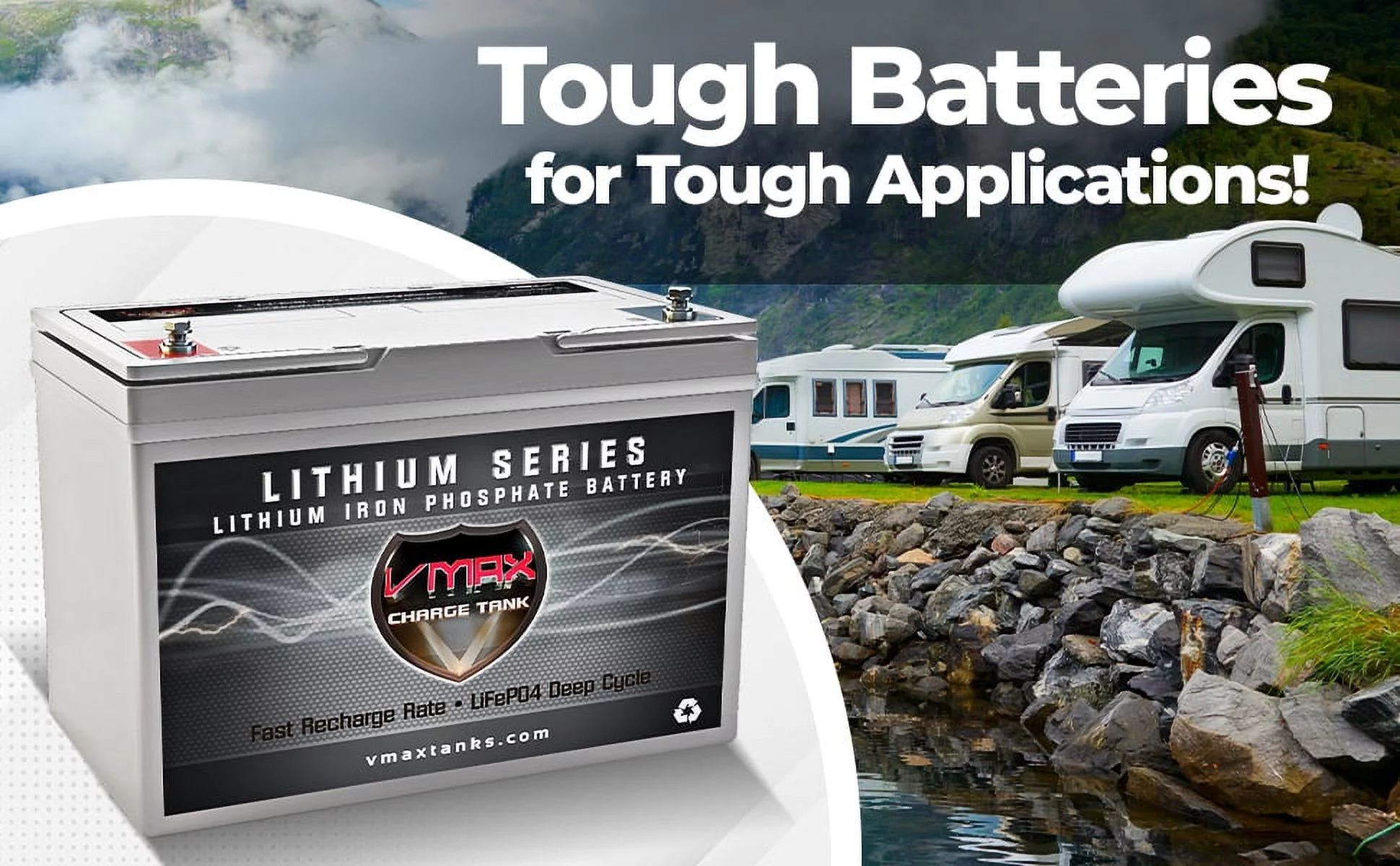 VMAX LFP27-12100 Li-Iron LiFePO4 12V 100AH Lithium Battery 1280Wh w/BMS Deep Cycle Battery Replaces Sealed Lead Acid Batteries Group 27 - Inhomebuy