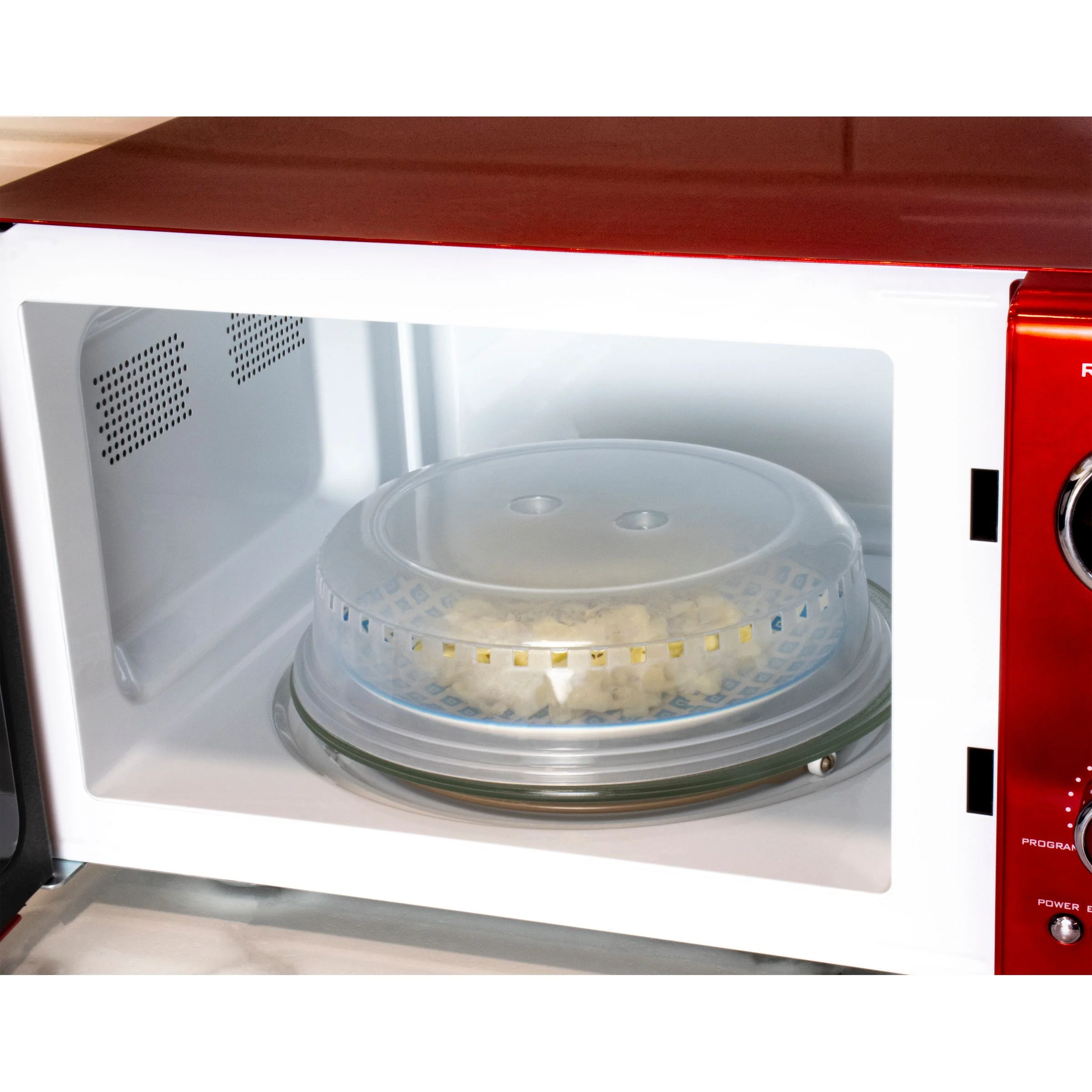 HomeCraft 10-Inch Microwave Plate Cover Shield with Insert Handles & Ventilation, Clear - Inhomebuy