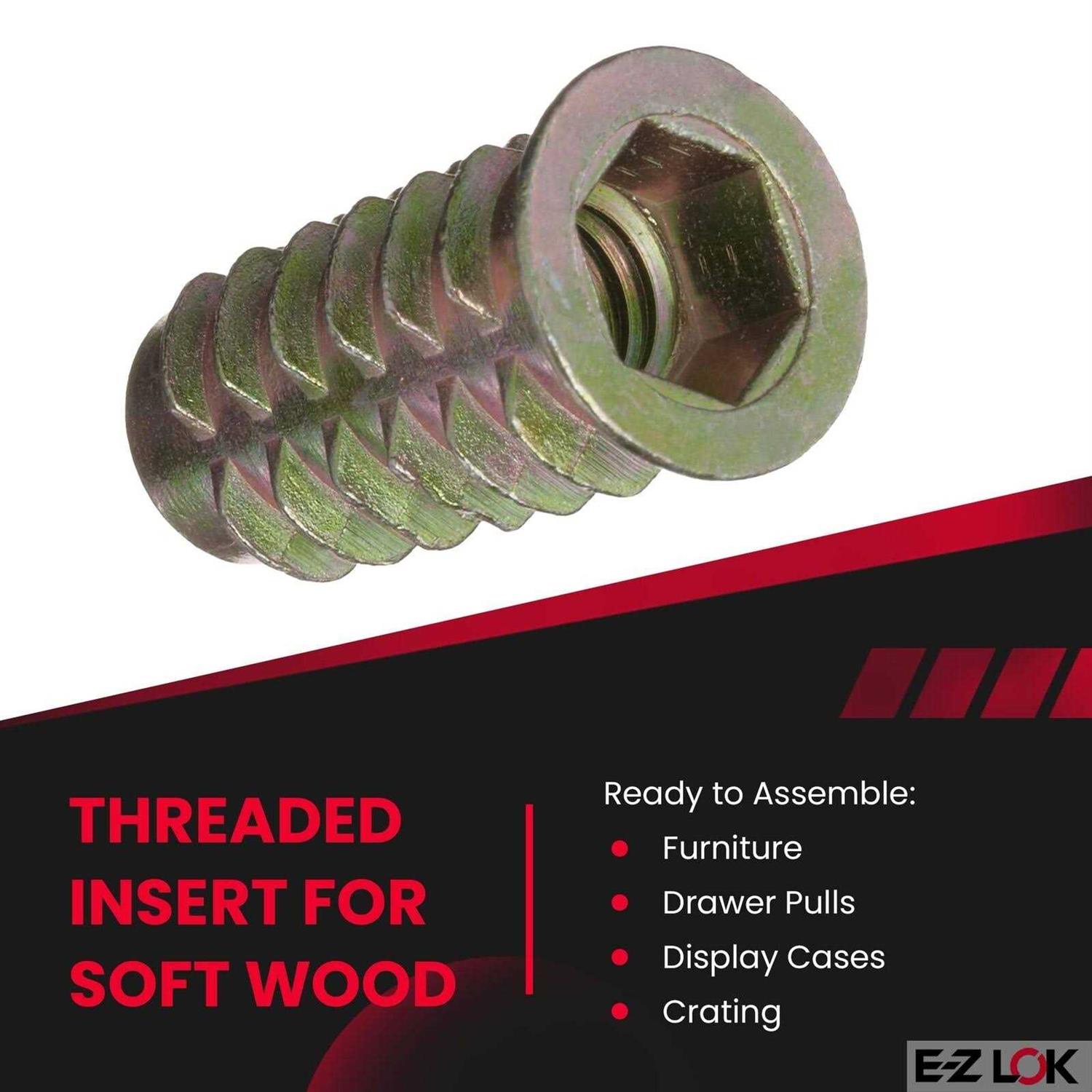 E-Z LOK Threaded Insert for Soft Wood 901420-13 - Inhomebuy