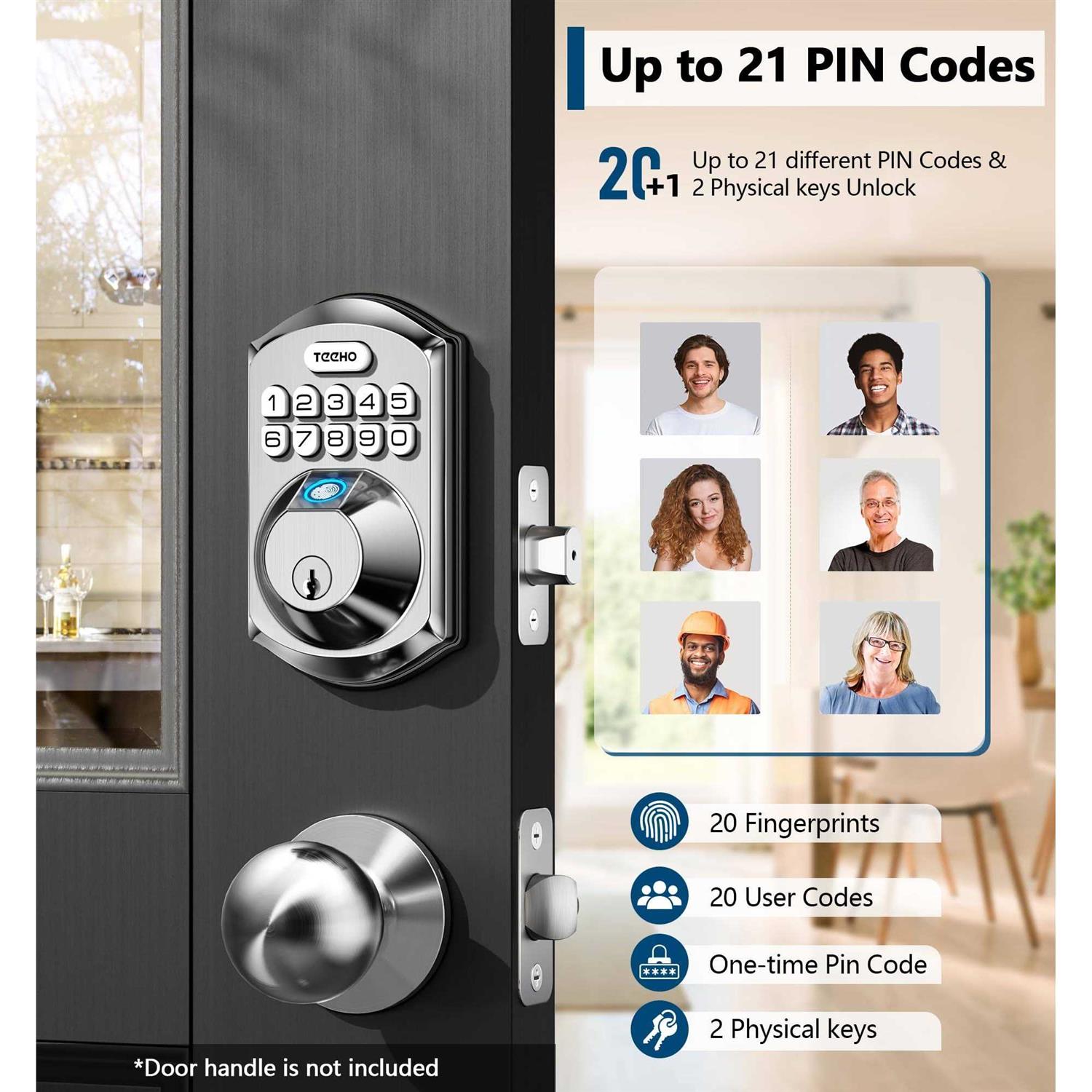 Teeho Keyless Entry Door Lock Keypad Electronic Smart Deadbolt Front Door Satin Nickel - Inhomebuy