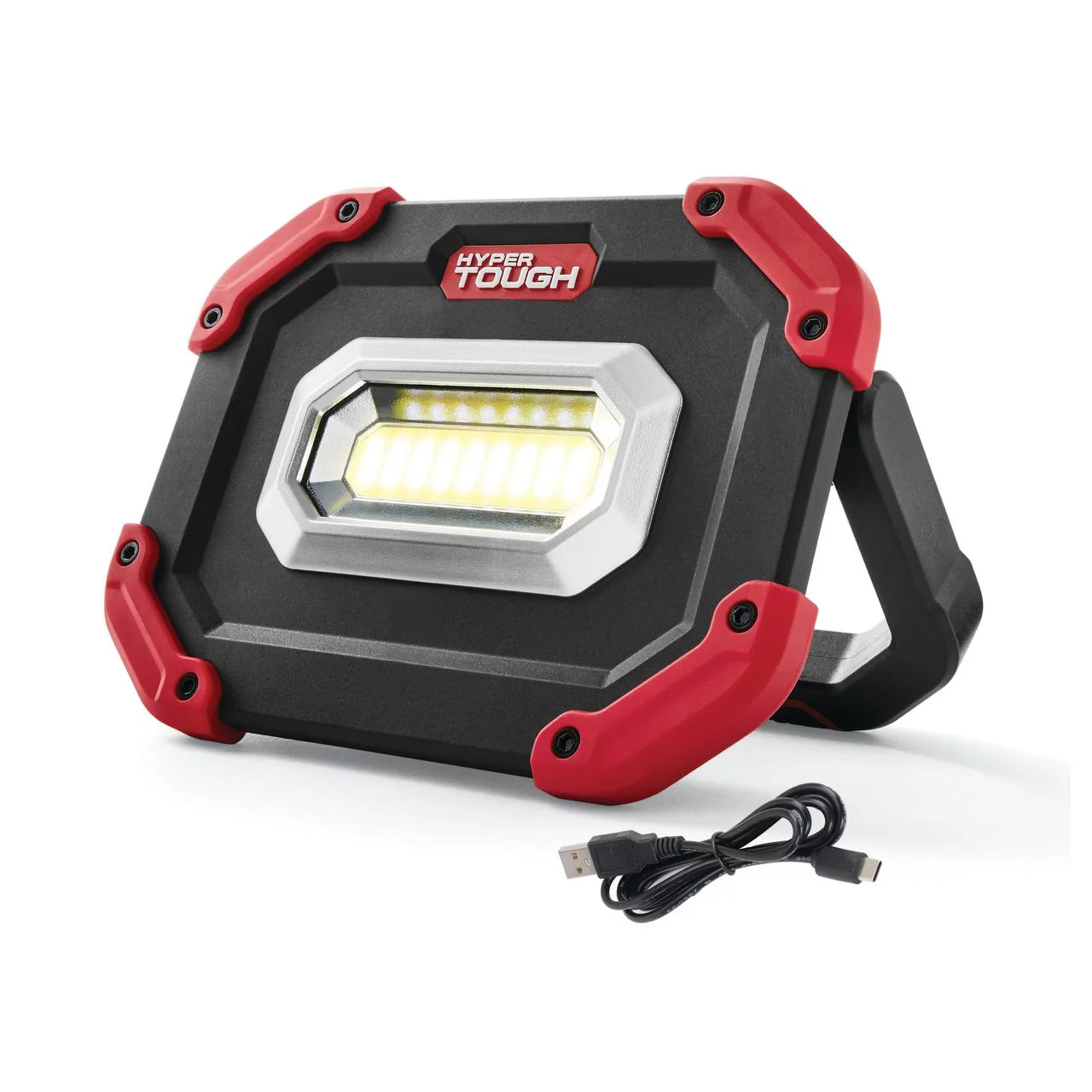 Hyper Tough 1200 Lumen LED Rechargeable Portable Work Light, Red, Black - Inhomebuy