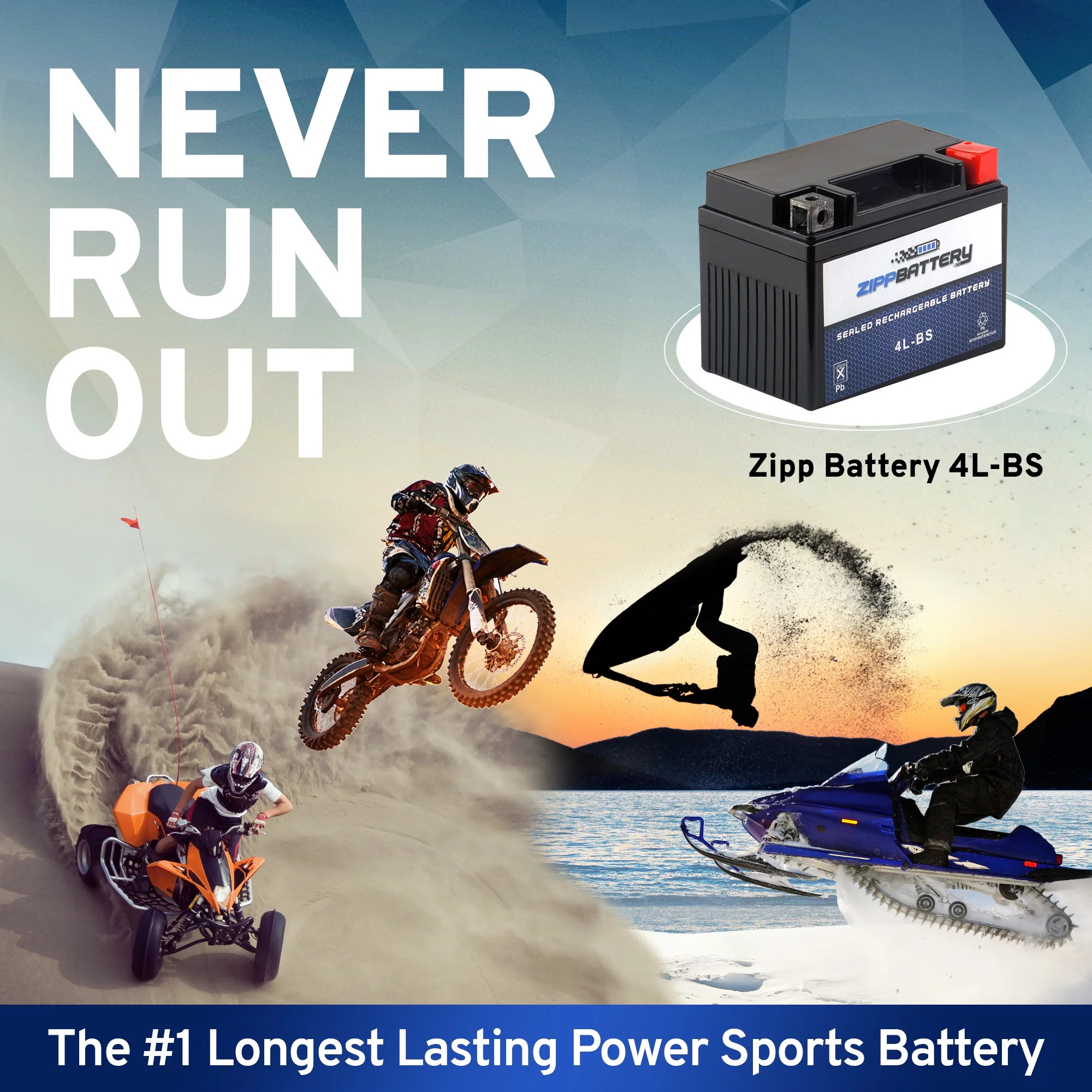 Zipp Battery Ytx4l-bs (4l-bs 12 Volts,3 Ah, 50 Cca) High Performance - Maintenance Free - Sealed AGM Motorcycle Battery - Inhomebuy