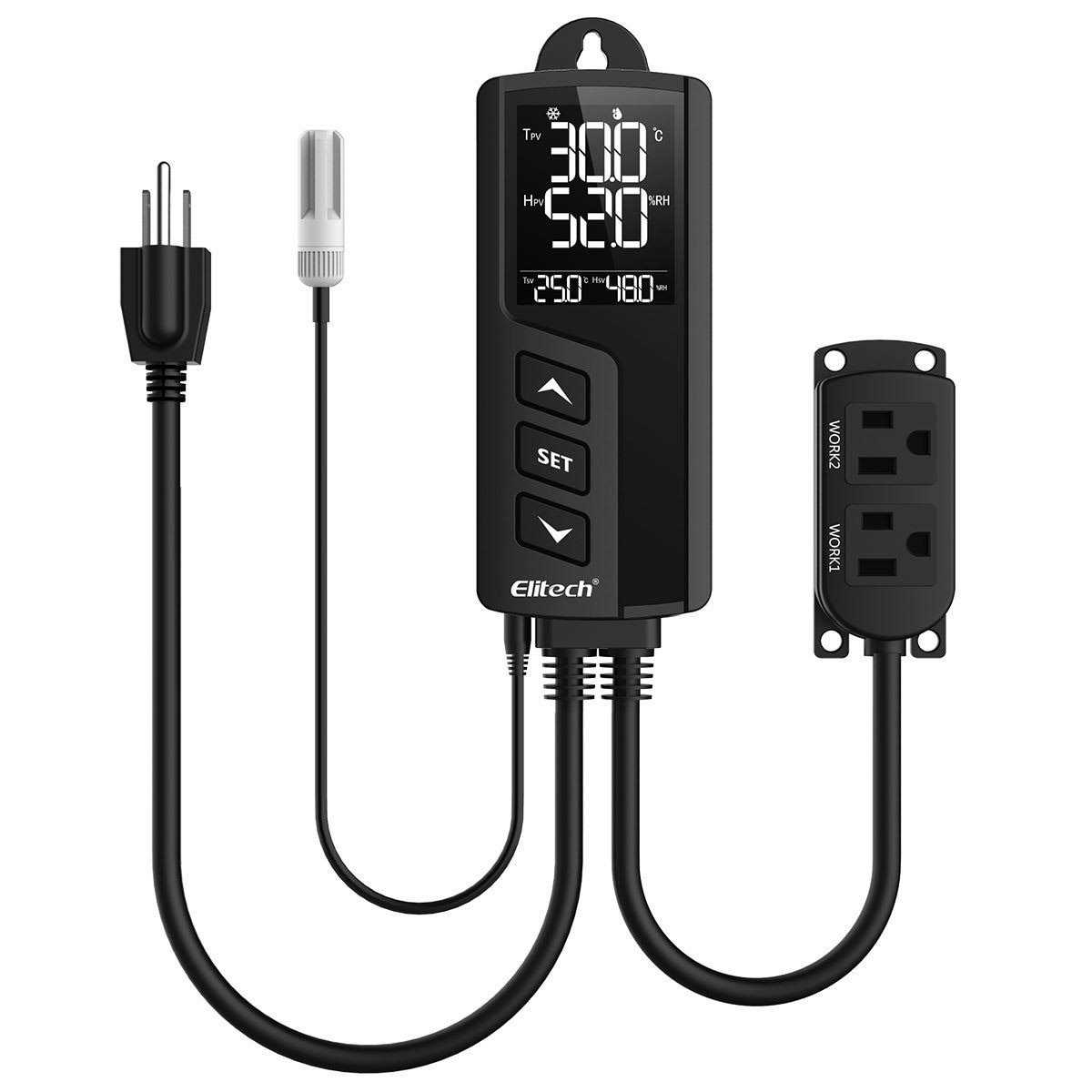 Elitech STC-1000Pro Temperature Controller Thermostat Heating Cooling Outlets Reef Tank Grow Room 1100w 10a - Inhomebuy