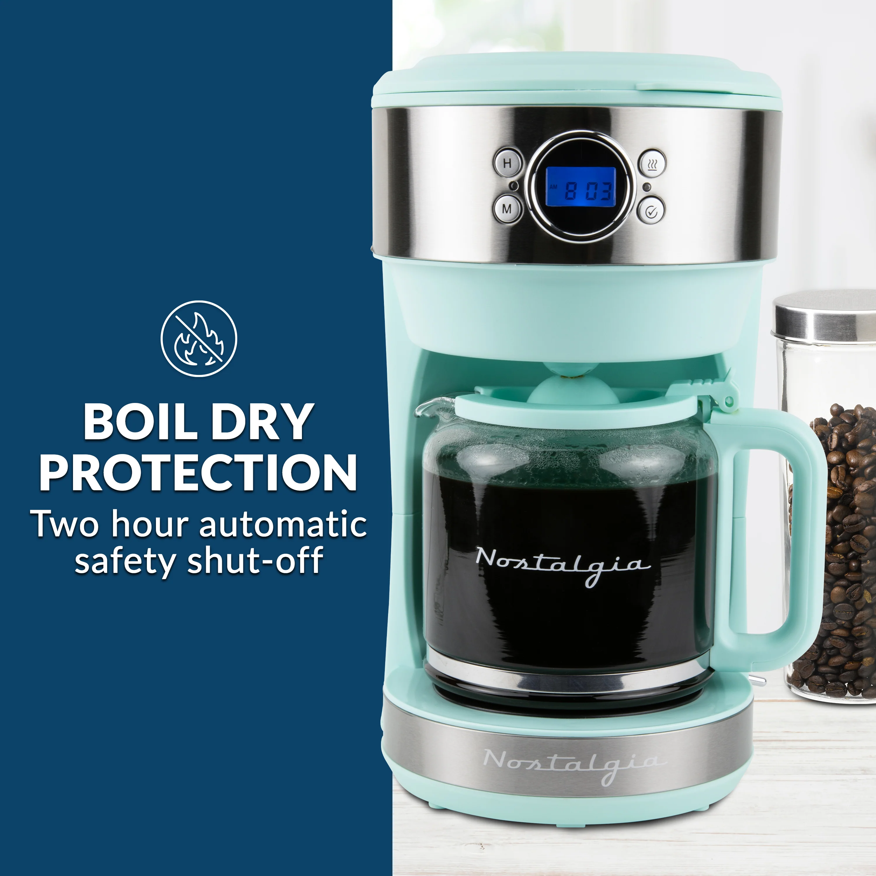 12 Cup Retro Coffee Maker, Aqua - Inhomebuy