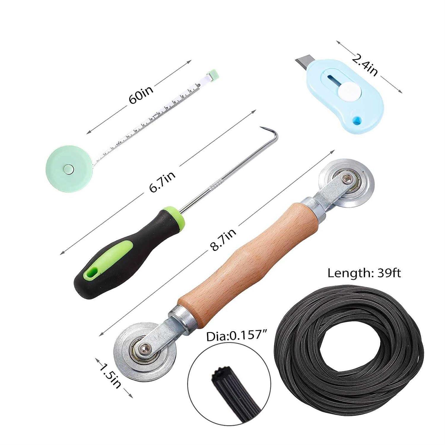 Windows Screen and Screen Door Repair Kit 48×118 Charcoal Fiberglass Mesh with Rolling Tool/Hook/Ruler/Cutter/Spline - Inhomebuy