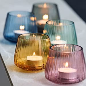 Candlelight Kusintha Votive Height 7.5 cm 2 Pcs Blue - Inhomebuy