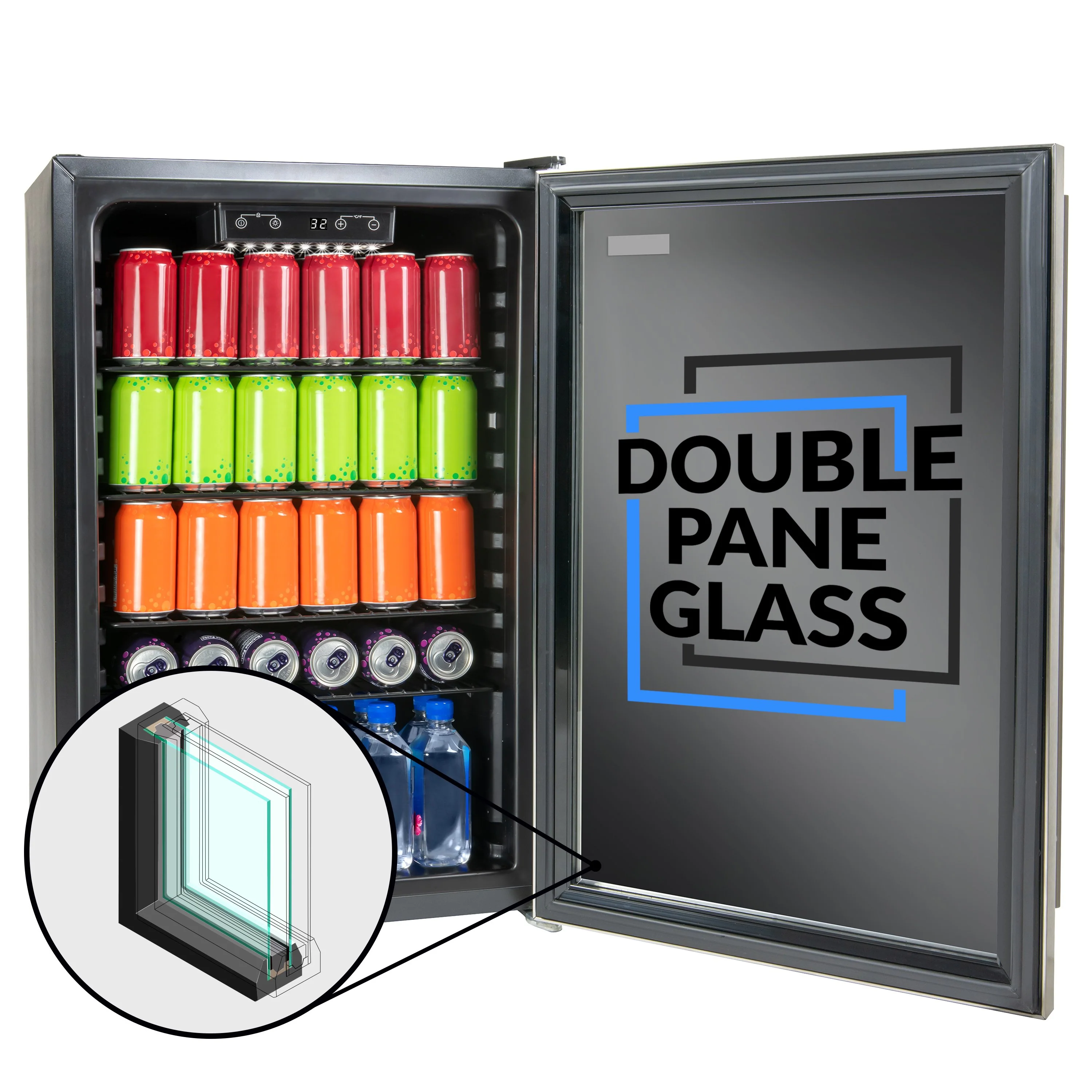 Igloo® 4.1 Cu. Ft. 180 Can Stainless Steel Beverage Cooler with Fan - Inhomebuy