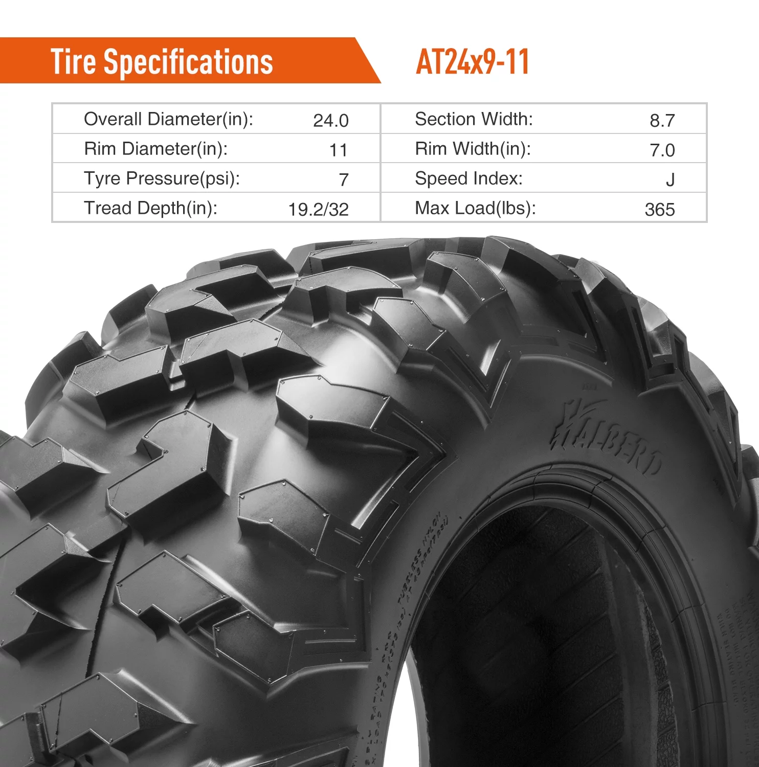 HALBERD 24x9-11 24x9x11  ATV UTV Tires 6PLY Heavy Duty  All Terrain Tubeless - Inhomebuy