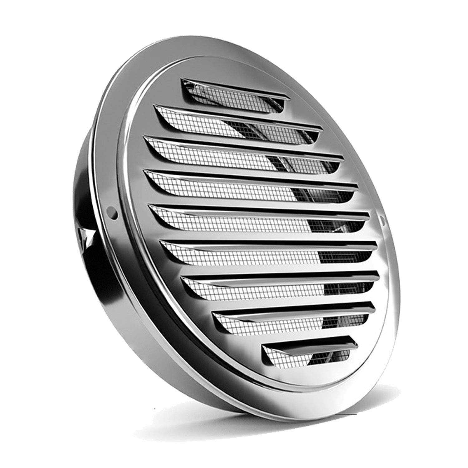 FGBB Stainless Steel Air Vents Louvered Grille Cover Vent Hood Flat Ducting Ventilation Air Vent Wall Air Outlet with Fly Screen Mesh for House - Inhomebuy