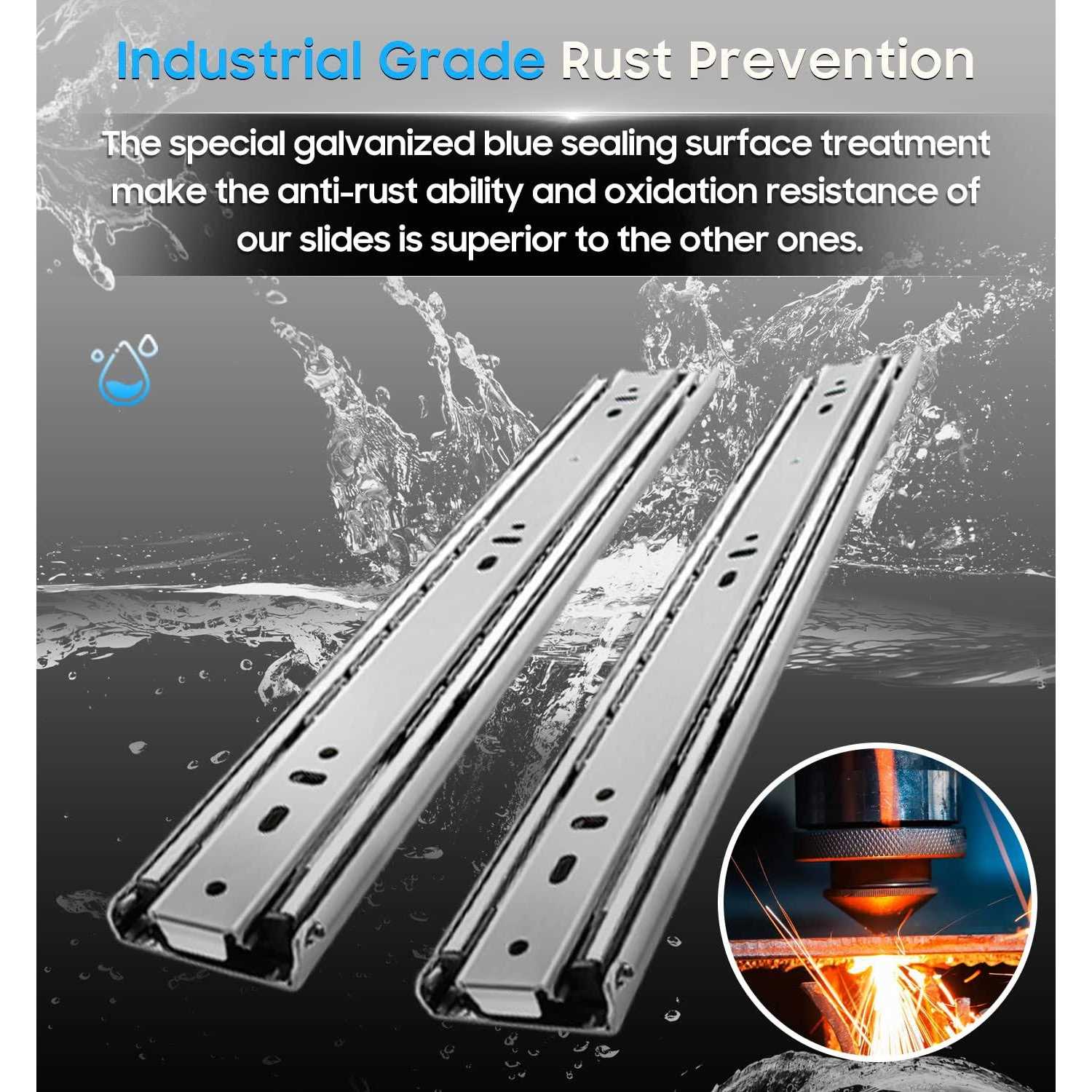 YENUO Heavy Duty Drawer Runners Slides with Lock 400 500 600 700 800 900 1000 Full Extension Ball Bearing Rails - Inhomebuy