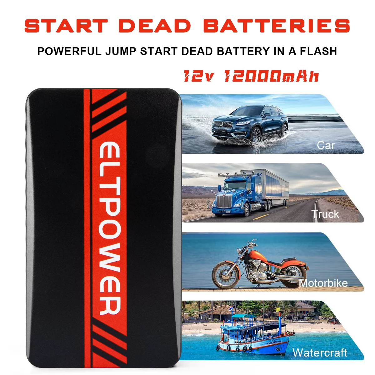 ELTPOWER 20000mAh Car Battery Jump Starter for Up to 9L Gas 7L Diesel, 2000A Peak Auto Car Jump Starter with LED and USB Quick Charge 3.0 - Inhomebuy