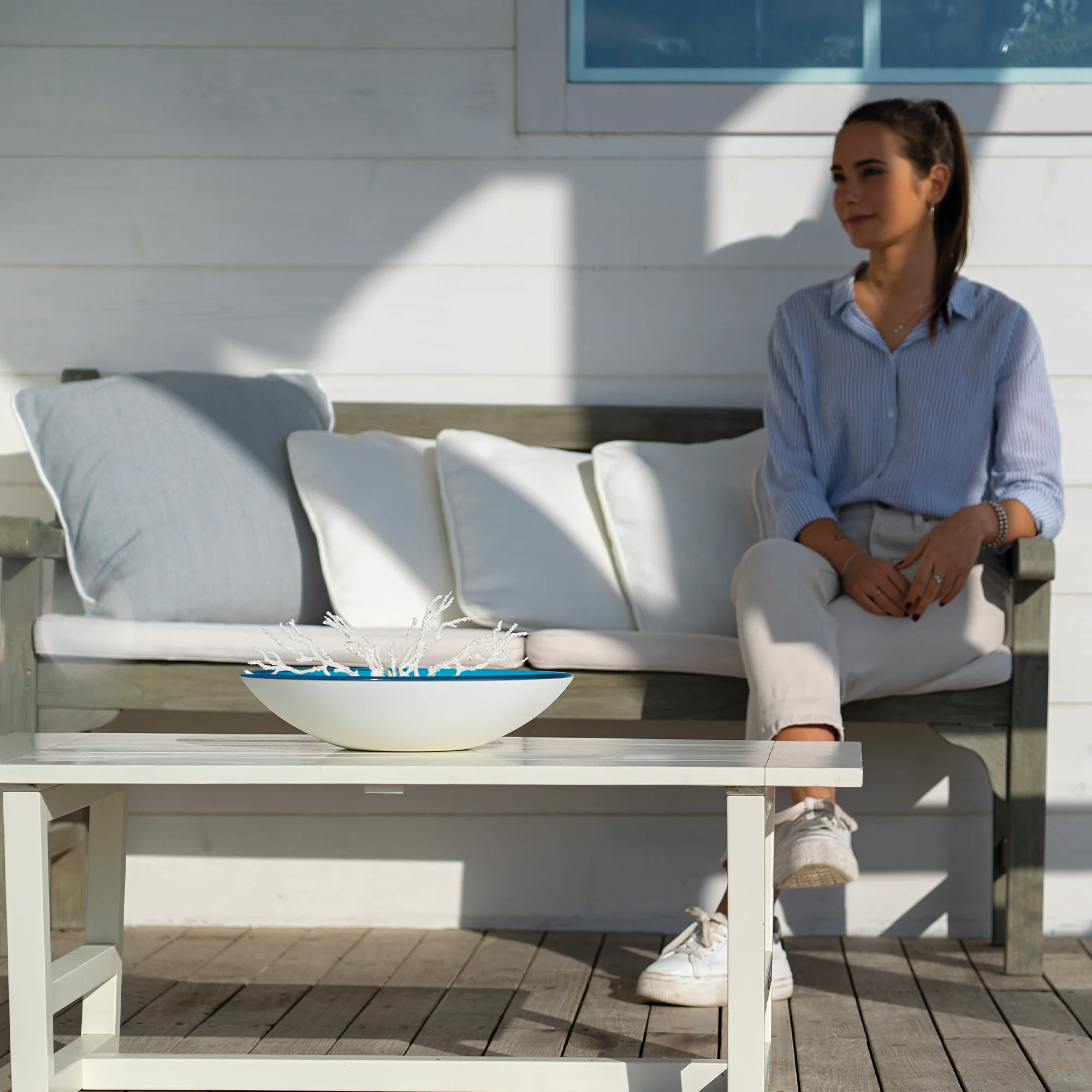 Center Piece/ Fruit Bowl Twist Sky Grey - Inhomebuy