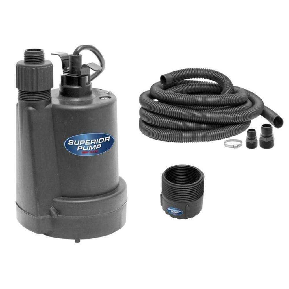 Superior Pump 1/4 HP Submersible Thermoplastic Oil-Free Utility Pump - Inhomebuy