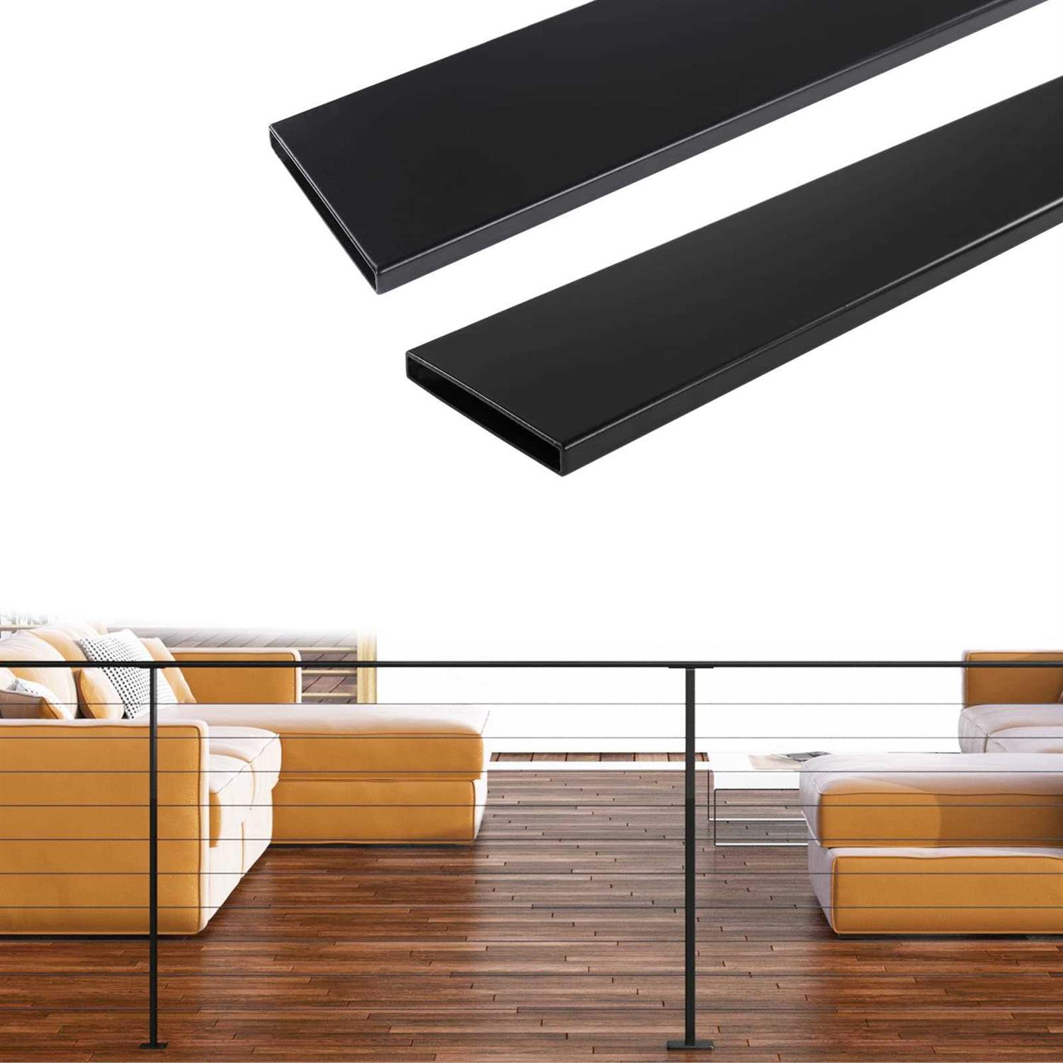 Muzata 6’6 Black Aluminum Flat Handrail HL10 BPA - Inhomebuy