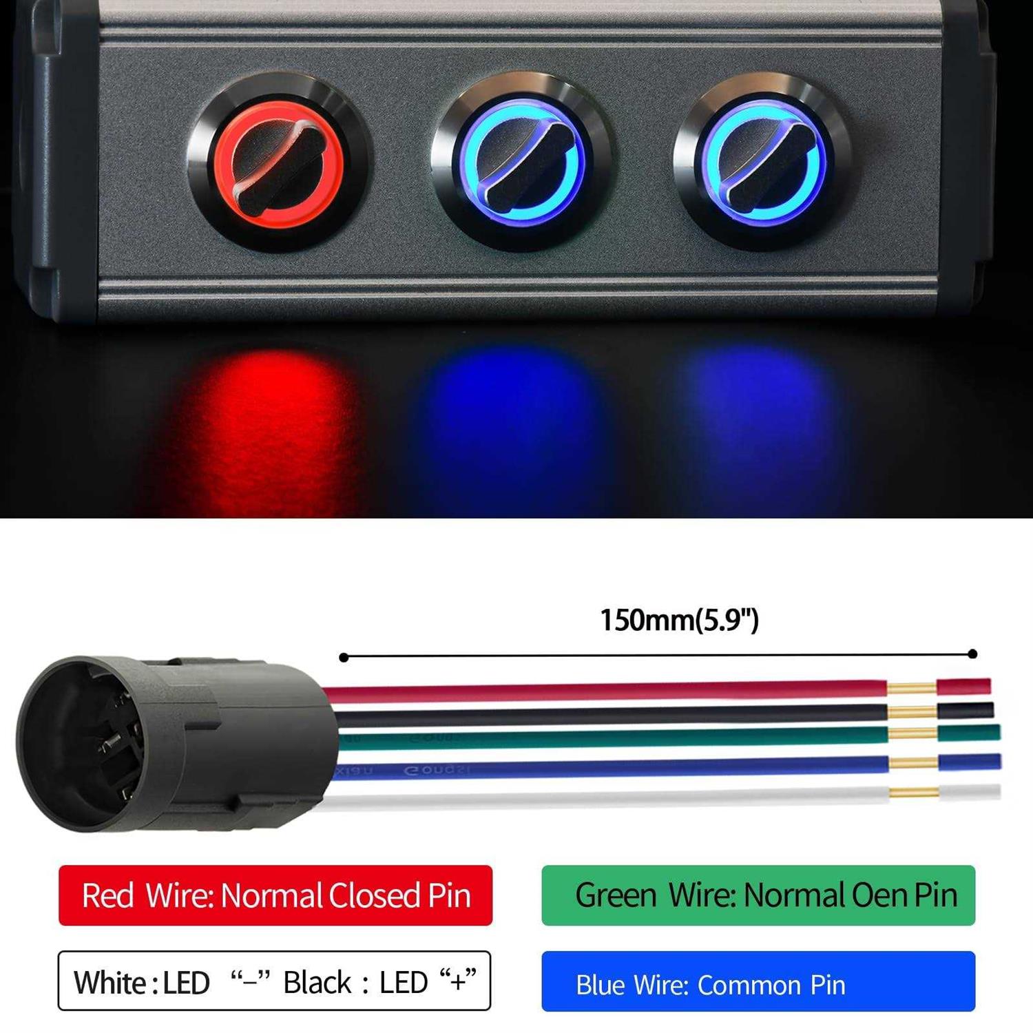 ZJWZJH Rotary Switch 19mm Positions LED Light - Inhomebuy