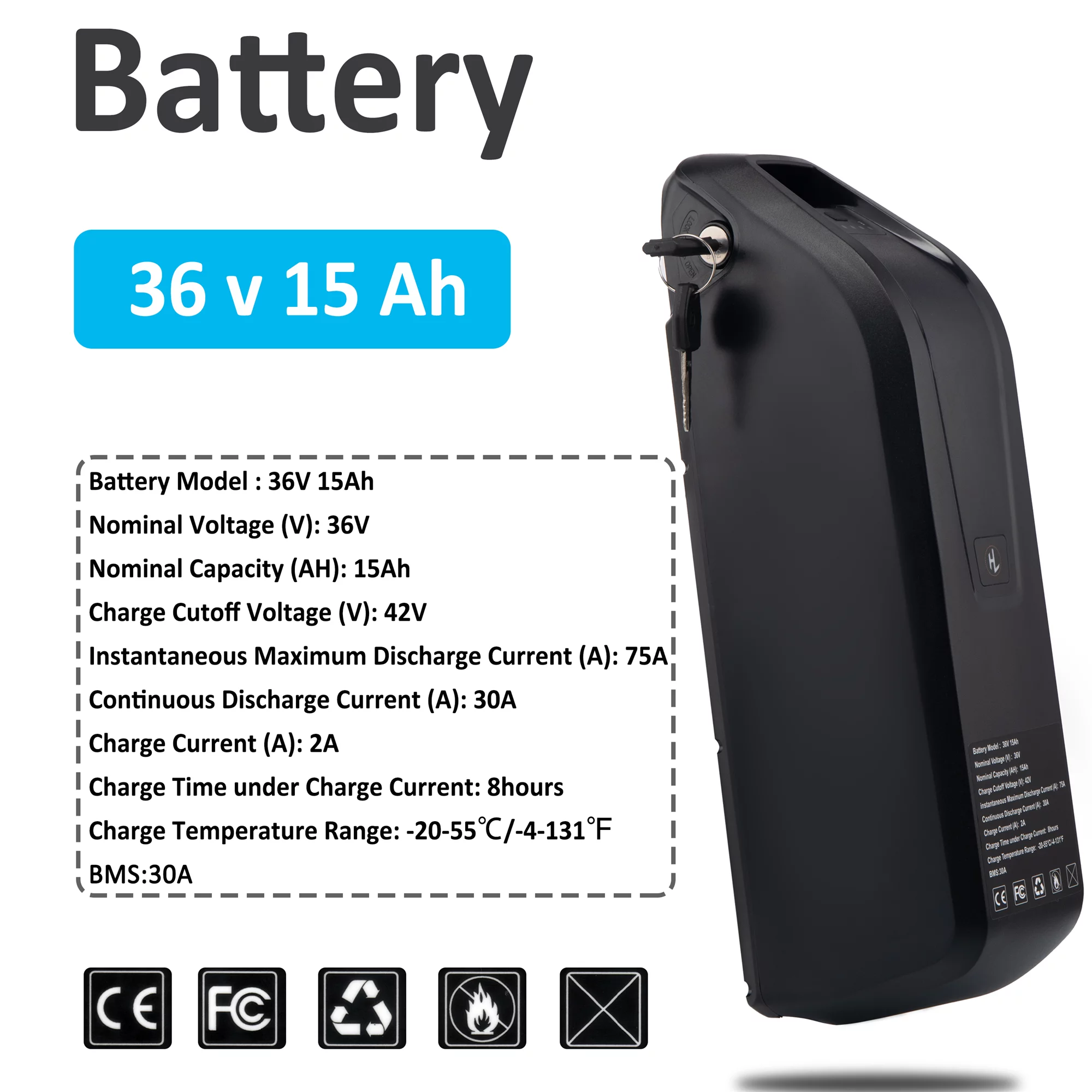 48V 20AH Ebike Battery with Charger 48V Lithium Battery Tricycle Battery for 750W-1500W Adult Electric Bike - Inhomebuy