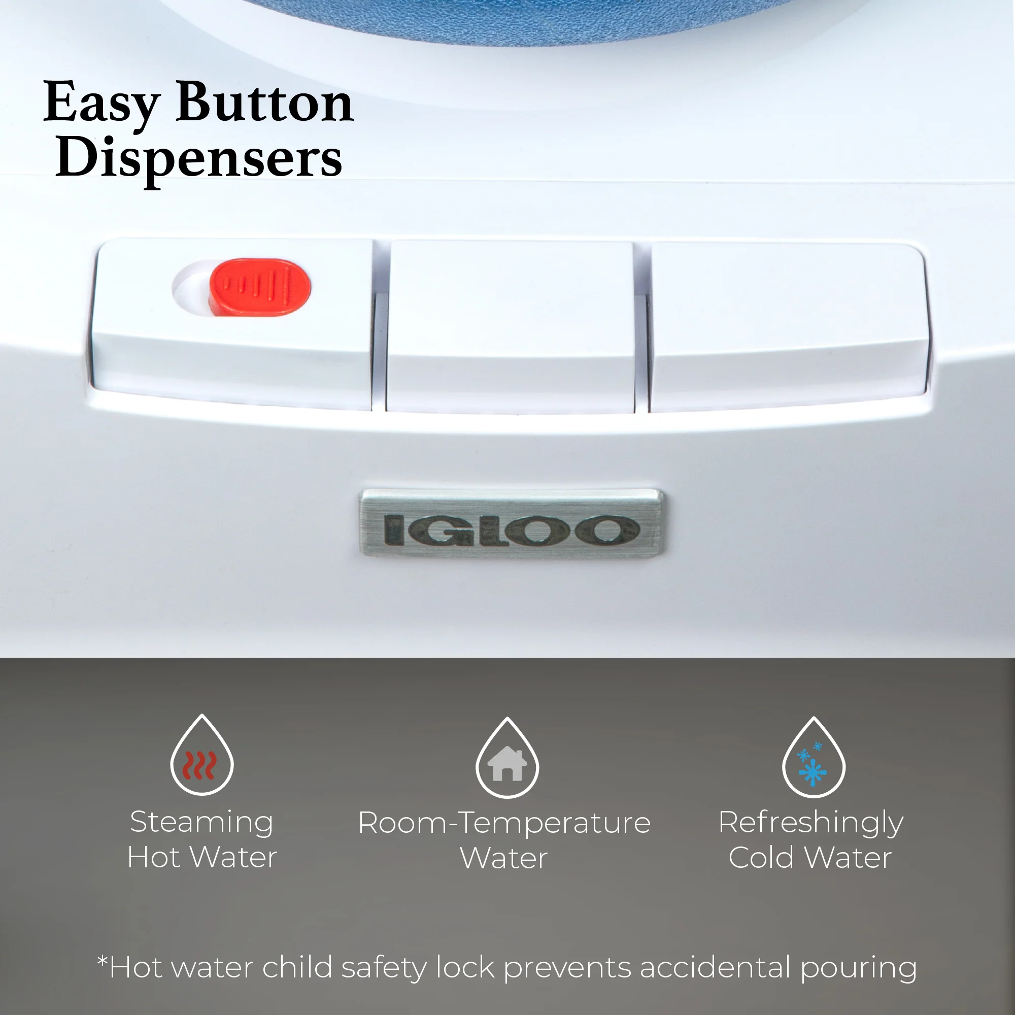 Igloo Countertop Room Temperature-Cold & Hot Top Loading Water Dispenser, White - Inhomebuy