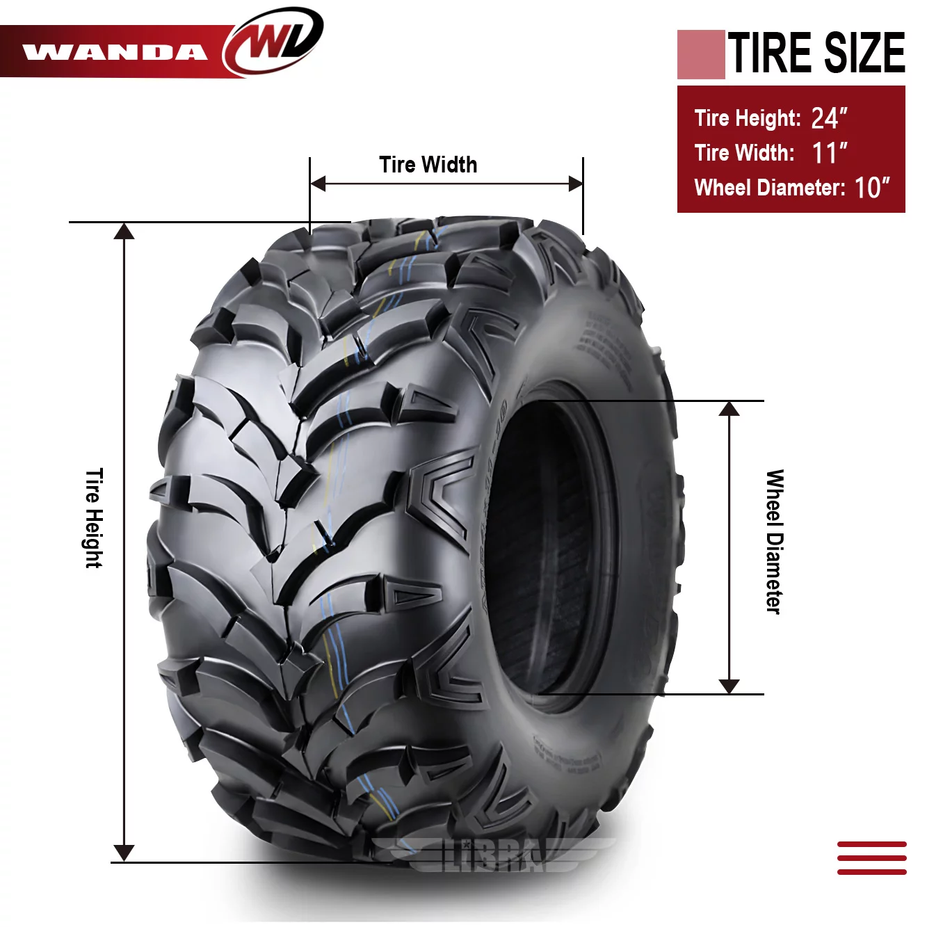 2 New WANDA ATV/UTV Tires 24x11-10 /6PR P341 - 10245 - Inhomebuy