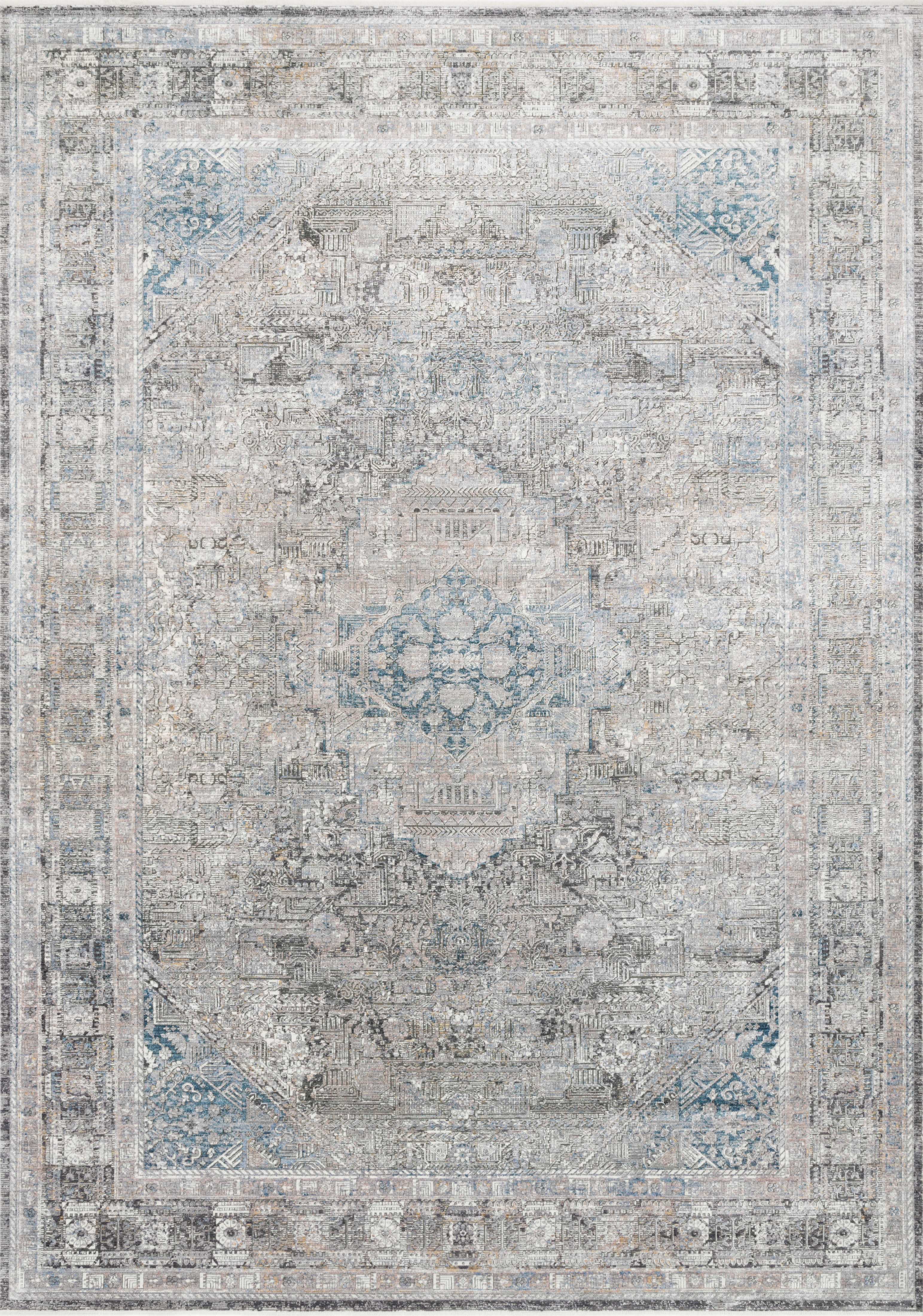 Loloi Rugs Gemma Collection Rug in Silver, Blue - 3'7